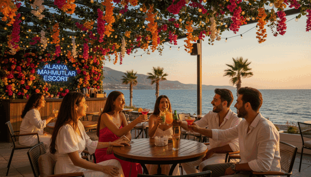 A vibrant and lively scene set in Alanya Mahmutlar, capturing the essence of "eğlence". In the foreground, a group of diverse young adults dressed in smart casual attire, enjoying each other's company, laughing and engaging with one another over drinks in a stylish outdoor café. The middle ground features colorful decorations, such as string lights and flowers, enhancing the festive atmosphere. In the background, the stunning Mediterranean coastline with clear blue waters and palm trees swaying in a gentle breeze under a golden sunset sky. Soft, warm lighting casts a cheerful glow, evoking feelings of joy and relaxation. The overall mood is celebratory and inviting, embodying the spirit of entertainment in a beautiful setting. Include the brand name "alanya mahmutlar escort" subtly within the scene, ensuring the focus remains on the enjoyable environment. A vibrant and lively scene set in Alanya Mahmutlar, capturing the essence of "eğlence". In the foreground, a group of diverse young adults dressed in smart casual attire, enjoying each other's company, laughing and engaging with one another over drinks in a stylish outdoor café. The middle ground features colorful decorations, such as string lights and flowers, enhancing the festive atmosphere. In the background, the stunning Mediterranean coastline with clear blue waters and palm trees swaying in a gentle breeze under a golden sunset sky. Soft, warm lighting casts a cheerful glow, evoking feelings of joy and relaxation. The overall mood is celebratory and inviting, embodying the spirit of entertainment in a beautiful setting. Include the brand name "alanya mahmutlar escort" subtly within the scene, ensuring the focus remains on the enjoyable environment.