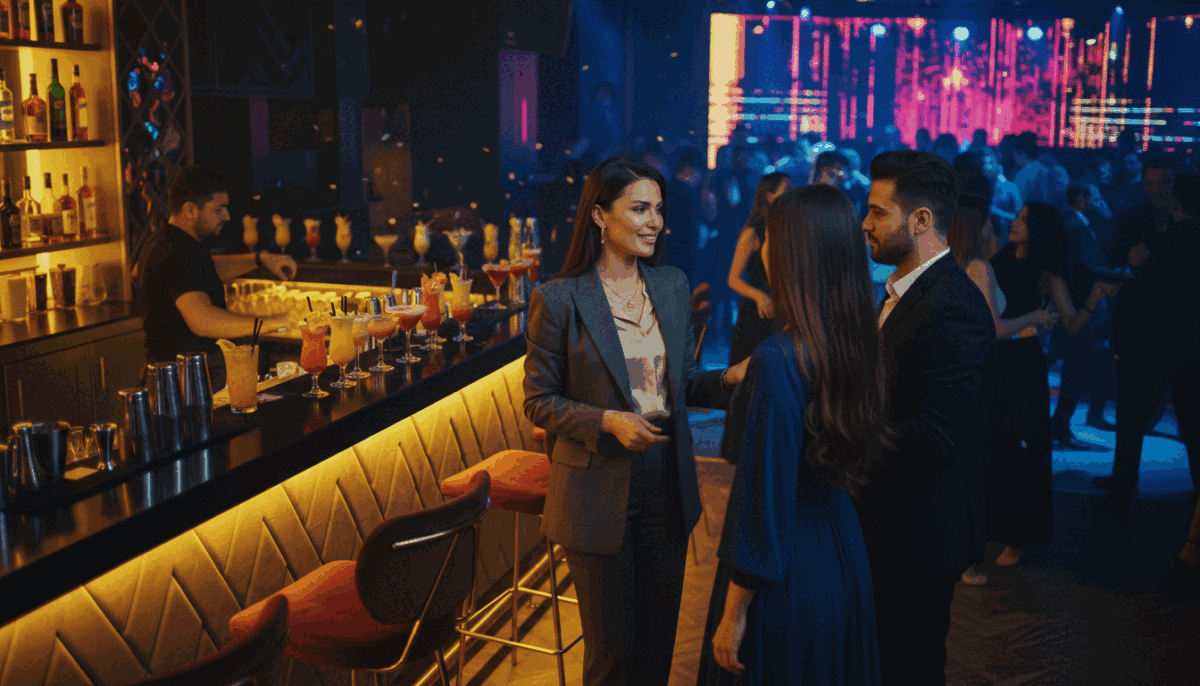 A vibrant nightlife scene highlighting "Alanya party escort" in a stylish club setting. In the foreground, a sophisticated escort in elegant business attire converses with well-dressed patrons, exuding charm and professionalism. The middle ground features a lively bar area with appealing cocktails and stylish furniture. The background showcases the club's energetic atmosphere, with colorful LED lights and energetic dance floor activity subtly blurred to imply movement. Use warm, inviting lighting to create an engaging ambiance. The camera angle should be slightly elevated, capturing the excitement while maintaining a sense of intimacy. The mood conveys glamour and social connection, perfect for highlighting popular nightlife in Alanya. No text or logos are included. A vibrant nightlife scene highlighting "Alanya party escort" in a stylish club setting. In the foreground, a sophisticated escort in elegant business attire converses with well-dressed patrons, exuding charm and professionalism. The middle ground features a lively bar area with appealing cocktails and stylish furniture. The background showcases the club's energetic atmosphere, with colorful LED lights and energetic dance floor activity subtly blurred to imply movement. Use warm, inviting lighting to create an engaging ambiance. The camera angle should be slightly elevated, capturing the excitement while maintaining a sense of intimacy. The mood conveys glamour and social connection, perfect for highlighting popular nightlife in Alanya. No text or logos are included.