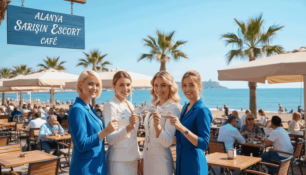 A vibrant scene in Alanya, showcasing young women in professional business attire, exuding confidence and approachability. In the foreground, a diverse group of three women, each with blonde hair, are engaged in a friendly conversation while holding business cards. Their clothing is stylish yet modest, reflecting professionalism. The middle ground features a bustling café scene with sun-drenched outdoor seating, palm trees, and lively tourists enjoying their day. The background captures the stunning Alanya coastline under a bright blue sky, creating a sense of energy and invitation. The atmosphere is warm and inviting, emphasizing transparency and trust. The lighting is bright and natural, enhancing the overall cheerful vibe. The brand name “alanya sarışın escort” is subtly integrated into the scene as part of the café's signage to reflect the local culture. A vibrant scene in Alanya, showcasing young women in professional business attire, exuding confidence and approachability. In the foreground, a diverse group of three women, each with blonde hair, are engaged in a friendly conversation while holding business cards. Their clothing is stylish yet modest, reflecting professionalism. The middle ground features a bustling café scene with sun-drenched outdoor seating, palm trees, and lively tourists enjoying their day. The background captures the stunning Alanya coastline under a bright blue sky, creating a sense of energy and invitation. The atmosphere is warm and inviting, emphasizing transparency and trust. The lighting is bright and natural, enhancing the overall cheerful vibe. The brand name “alanya sarışın escort” is subtly integrated into the scene as part of the café's signage to reflect the local culture.