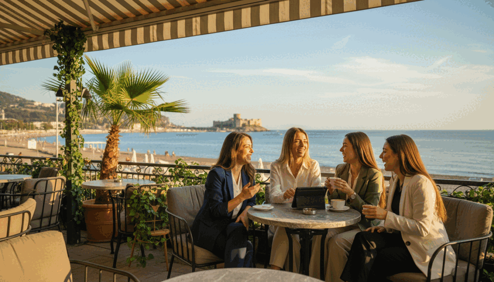 A vibrant scene showcasing a diverse group of young women representing the "alanya oral escort" services. In the foreground, three women in stylish, modest, and professional attire engage in lively conversation, exuding confidence and friendliness. The middle ground features a beautifully decorated café setting with elegant furniture, soft lighting, and decorative plants, creating a welcoming atmosphere. In the background, the stunning Alanya coastline can be glimpsed, with its picturesque beaches and clear blue skies, enhancing the scene's allure. The lighting is warm and inviting, suggesting a bright day, while a slight depth of field creates a sense of intimacy. The overall mood is cheerful and sophisticated, reflecting the essence of quality escort services in a safe and enjoyable environment. A vibrant scene showcasing a diverse group of young women representing the "alanya oral escort" services. In the foreground, three women in stylish, modest, and professional attire engage in lively conversation, exuding confidence and friendliness. The middle ground features a beautifully decorated café setting with elegant furniture, soft lighting, and decorative plants, creating a welcoming atmosphere. In the background, the stunning Alanya coastline can be glimpsed, with its picturesque beaches and clear blue skies, enhancing the scene's allure. The lighting is warm and inviting, suggesting a bright day, while a slight depth of field creates a sense of intimacy. The overall mood is cheerful and sophisticated, reflecting the essence of quality escort services in a safe and enjoyable environment.