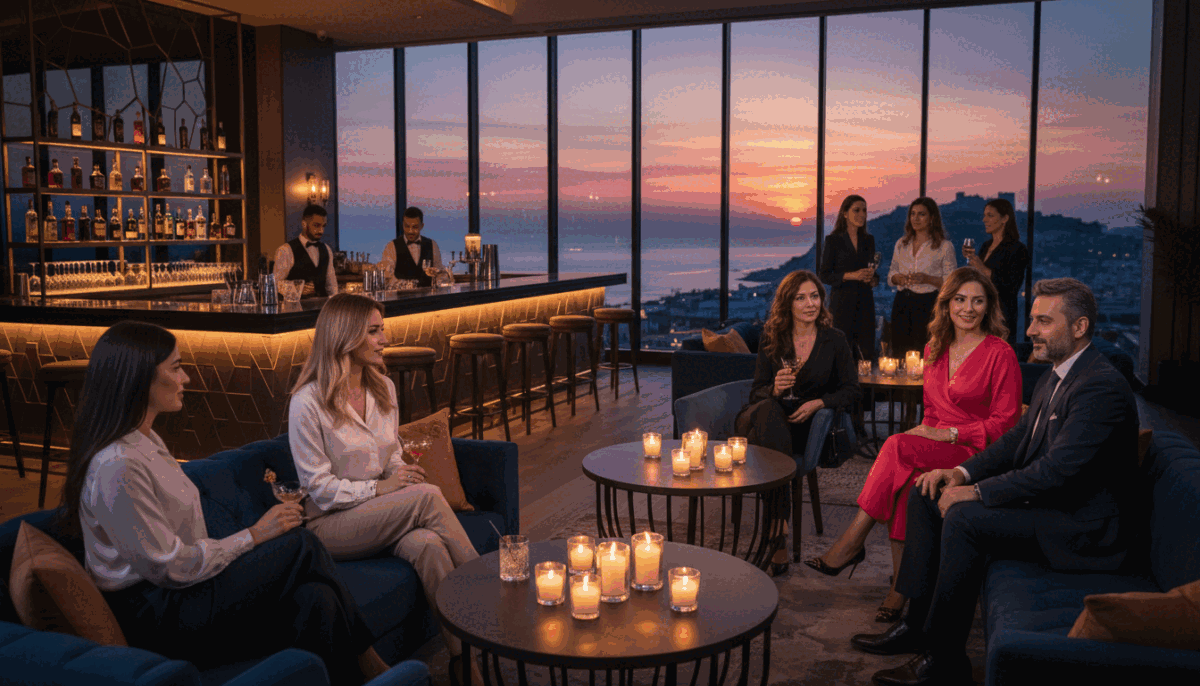 A vibrant scene showcasing a stylish, upscale lounge in Alanya, Turkey, presenting the allure of escort services. In the foreground, a diverse group of professionally dressed individuals engage in lively conversation, exuding charm and sophistication. The women and men wear smart business attire that reflects elegance. In the middle ground, dimly lit tables adorned with candles create an intimate atmosphere, while a sleek bar in the background showcases a variety of drinks, illuminated with soft, warm lighting. The backdrop features a view of Alanya's beautiful coast through large windows, hinting at a picturesque sunset. The overall mood is inviting and classy, emphasizing the advantages of personalized escort services like Alanya escort numara, conveying a sense of safety and professionalism. A vibrant scene showcasing a stylish, upscale lounge in Alanya, Turkey, presenting the allure of escort services. In the foreground, a diverse group of professionally dressed individuals engage in lively conversation, exuding charm and sophistication. The women and men wear smart business attire that reflects elegance. In the middle ground, dimly lit tables adorned with candles create an intimate atmosphere, while a sleek bar in the background showcases a variety of drinks, illuminated with soft, warm lighting. The backdrop features a view of Alanya's beautiful coast through large windows, hinting at a picturesque sunset. The overall mood is inviting and classy, emphasizing the advantages of personalized escort services like Alanya escort numara, conveying a sense of safety and professionalism.