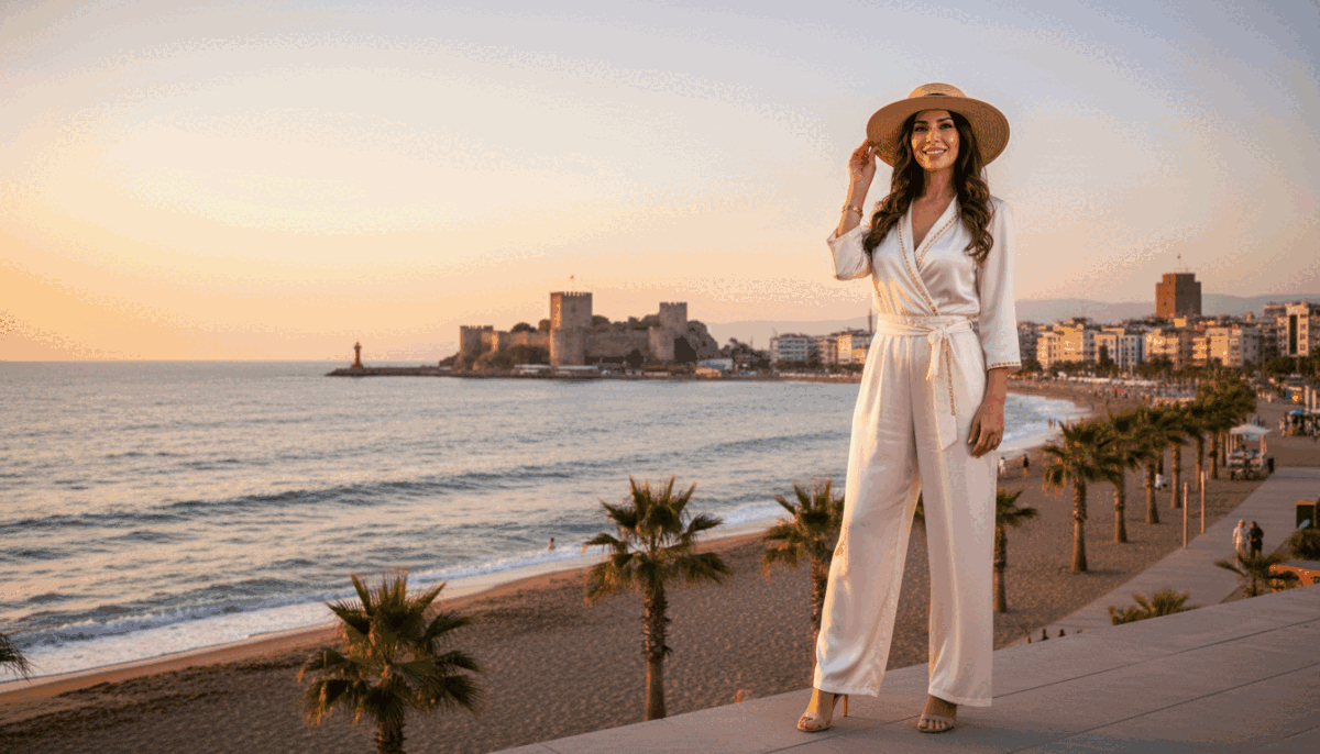 A warm and inviting scene featuring a professional escort representing "Alanya party escort". In the foreground, a stylish woman dressed in a chic, elegant outfit stands confidently, exuding sophistication and charm. Her appearance is well-groomed, with a friendly smile that reflects her professionalism. In the middle ground, a vibrant coastal backdrop of Alanya is visible, showcasing bright blue skies, swaying palm trees, and the beach, emphasizing a cultural atmosphere. The background includes picturesque landmarks of the city, hinting at a thriving nightlife. The lighting is soft and warm, suggesting sunset, creating a romantic and alluring ambiance. The overall mood is welcoming, appealing to individuals seeking a premium experience while maintaining a tasteful presentation. No text or branding visible in the image. A warm and inviting scene featuring a professional escort representing "Alanya party escort". In the foreground, a stylish woman dressed in a chic, elegant outfit stands confidently, exuding sophistication and charm. Her appearance is well-groomed, with a friendly smile that reflects her professionalism. In the middle ground, a vibrant coastal backdrop of Alanya is visible, showcasing bright blue skies, swaying palm trees, and the beach, emphasizing a cultural atmosphere. The background includes picturesque landmarks of the city, hinting at a thriving nightlife. The lighting is soft and warm, suggesting sunset, creating a romantic and alluring ambiance. The overall mood is welcoming, appealing to individuals seeking a premium experience while maintaining a tasteful presentation. No text or branding visible in the image.