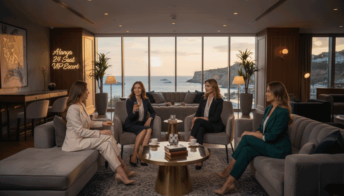 Alanya 24 saat vip escort, capturing a sophisticated gathering. In the foreground, a group of elegantly dressed women in professional business attire, embodying grace and confidence, sit comfortably in a stylish lounge setting. The middle layer features a beautifully decorated interior, showcasing plush seating, soft ambient lighting, and chic décor that reflects luxury. In the background, large windows reveal a stunning view of the Mediterranean coastline, bathed in warm golden sunlight, adding to the allure. The atmosphere is inviting yet exclusive, emphasizing high-end services. The image should convey a sense of sophistication and elegance, using a soft focus with a shallow depth of field to draw attention to the subjects while creating an intimate ambiance. Alanya 24 saat vip escort, capturing a sophisticated gathering. In the foreground, a group of elegantly dressed women in professional business attire, embodying grace and confidence, sit comfortably in a stylish lounge setting. The middle layer features a beautifully decorated interior, showcasing plush seating, soft ambient lighting, and chic décor that reflects luxury. In the background, large windows reveal a stunning view of the Mediterranean coastline, bathed in warm golden sunlight, adding to the allure. The atmosphere is inviting yet exclusive, emphasizing high-end services. The image should convey a sense of sophistication and elegance, using a soft focus with a shallow depth of field to draw attention to the subjects while creating an intimate ambiance.