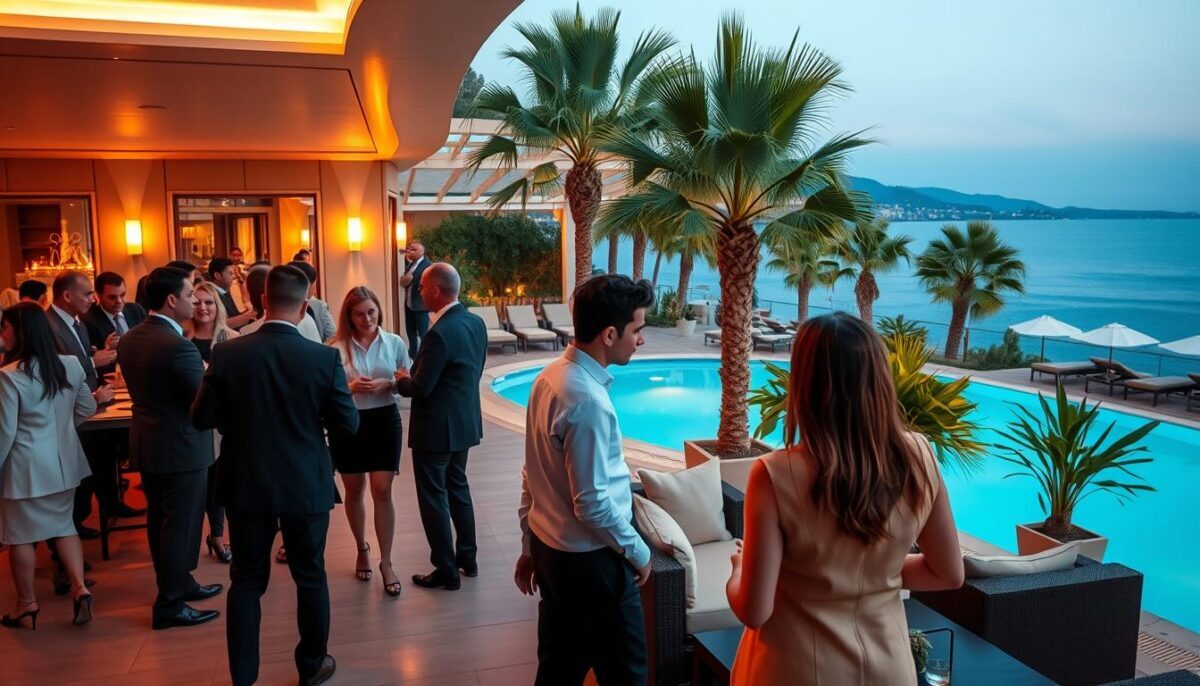 Alanya escort yaz tatili, a luxurious VIP escort resort area in Alanya, captured in a vibrant, inviting atmosphere. In the foreground, a tasteful lounge setting features elegantly dressed individuals in professional business attire, engaged in warm conversations, mingling under soft ambient lighting. The middle ground reveals an exquisite pool area with lush tropical plants and comfortable seating, enhancing the sense of relaxation and leisure. In the background, the stunning coastline of Alanya under a clear blue sky adds a picturesque touch, evoking feelings of serenity and indulgence. The lighting is warm and inviting, giving a golden hour glow, with the camera angle slightly elevated to encompass the lively environment while maintaining professionalism. The overall mood should reflect customer satisfaction and high expectations, perfect for an upscale experience. Alanya escort yaz tatili, a luxurious VIP escort resort area in Alanya, captured in a vibrant, inviting atmosphere. In the foreground, a tasteful lounge setting features elegantly dressed individuals in professional business attire, engaged in warm conversations, mingling under soft ambient lighting. The middle ground reveals an exquisite pool area with lush tropical plants and comfortable seating, enhancing the sense of relaxation and leisure. In the background, the stunning coastline of Alanya under a clear blue sky adds a picturesque touch, evoking feelings of serenity and indulgence. The lighting is warm and inviting, giving a golden hour glow, with the camera angle slightly elevated to encompass the lively environment while maintaining professionalism. The overall mood should reflect customer satisfaction and high expectations, perfect for an upscale experience.
