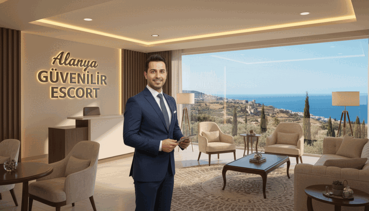An elegant and sophisticated setting in Alanya, showcasing a modern and upscale escort service, branded as "Alanya güvenilir escort." In the foreground, a refined, well-dressed individual in professional business attire stands confidently, exuding a sense of trust and professionalism. The middle ground features a chic and welcoming lounge area, stylishly decorated with plush furnishings and ambient lighting, hinting at a high-end service experience. In the background, soft-focus views of Alanya's stunning coastal scenery can be seen, with lush greenery and the glimmering Mediterranean Sea under a clear blue sky, creating a serene and inviting mood. The lighting is warm and inviting, enhancing the overall atmosphere of comfort and security. The image should be captured at eye level, emphasizing the professionalism and reliability of the service while avoiding any explicit or suggestive themes. An elegant and sophisticated setting in Alanya, showcasing a modern and upscale escort service, branded as "Alanya güvenilir escort." In the foreground, a refined, well-dressed individual in professional business attire stands confidently, exuding a sense of trust and professionalism. The middle ground features a chic and welcoming lounge area, stylishly decorated with plush furnishings and ambient lighting, hinting at a high-end service experience. In the background, soft-focus views of Alanya's stunning coastal scenery can be seen, with lush greenery and the glimmering Mediterranean Sea under a clear blue sky, creating a serene and inviting mood. The lighting is warm and inviting, enhancing the overall atmosphere of comfort and security. The image should be captured at eye level, emphasizing the professionalism and reliability of the service while avoiding any explicit or suggestive themes.