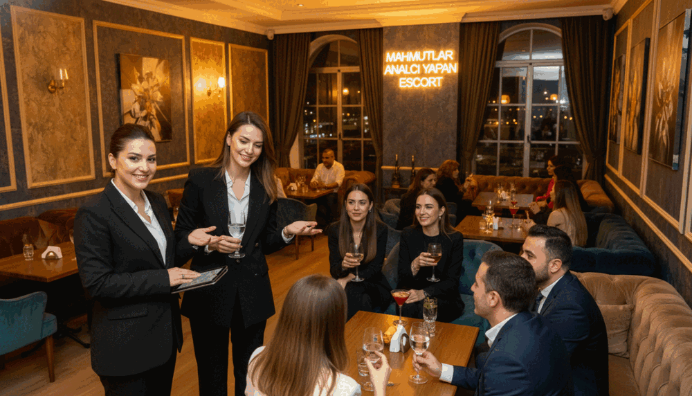 Create an image depicting a stylish, upscale lounge situated in Mahmutlar, featuring a diverse group of elegantly dressed individuals engaging in lively conversation. In the foreground, there are two professionally attired women interacting with clients, showcasing friendly smiles and approachable demeanor. The middle section displays small groups enjoying beverages in warm, ambient lighting that casts a soft glow throughout the room. In the background, tastefully decorated walls and plush seating areas contribute to an inviting atmosphere. Use a wide-angle lens to capture the bustling vibe, with a focus on facial expressions and body language that reflect a sense of enjoyment and positive feedback. The overall mood should convey warmth, sophistication, and a sense of community, aligning with the theme of "mahmutlar analcı yapan escort." Create an image depicting a stylish, upscale lounge situated in Mahmutlar, featuring a diverse group of elegantly dressed individuals engaging in lively conversation. In the foreground, there are two professionally attired women interacting with clients, showcasing friendly smiles and approachable demeanor. The middle section displays small groups enjoying beverages in warm, ambient lighting that casts a soft glow throughout the room. In the background, tastefully decorated walls and plush seating areas contribute to an inviting atmosphere. Use a wide-angle lens to capture the bustling vibe, with a focus on facial expressions and body language that reflect a sense of enjoyment and positive feedback. The overall mood should convey warmth, sophistication, and a sense of community, aligning with the theme of "mahmutlar analcı yapan escort."