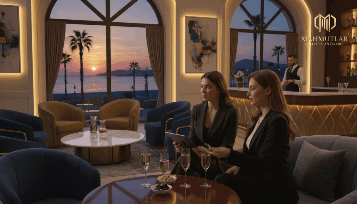 Generate an image that illustrates the luxurious and sophisticated ambiance of Mahmutlar's elite escort services. In the foreground, depict elegantly dressed professional women in stylish business attire, engaging in discussions or showcasing their exceptional services. The middle ground should feature a chic, upscale lounge setting, with plush seating, tasteful decor, and soft, ambient lighting to create an inviting atmosphere. In the background, glimpse the beautiful Mahmutlar coastline, with the sun setting on the horizon, adding warmth to the scene. Capture the essence of refinement and professionalism, paying attention to the details like the arrangement of drink glasses on a table. The overall mood should evoke exclusivity and elegance, reflecting the brand "mahmutlar analcı yapan escort" within a tasteful, sophisticated context. Generate an image that illustrates the luxurious and sophisticated ambiance of Mahmutlar's elite escort services. In the foreground, depict elegantly dressed professional women in stylish business attire, engaging in discussions or showcasing their exceptional services. The middle ground should feature a chic, upscale lounge setting, with plush seating, tasteful decor, and soft, ambient lighting to create an inviting atmosphere. In the background, glimpse the beautiful Mahmutlar coastline, with the sun setting on the horizon, adding warmth to the scene. Capture the essence of refinement and professionalism, paying attention to the details like the arrangement of drink glasses on a table. The overall mood should evoke exclusivity and elegance, reflecting the brand "mahmutlar analcı yapan escort" within a tasteful, sophisticated context.
