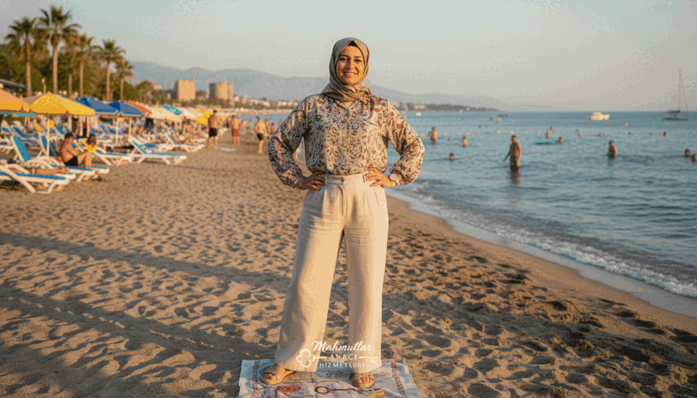 In a vibrant coastal setting of Alanya Mahmutlar, depict a confident woman named Emel. She stands in the foreground wearing a stylish yet modest outfit, exuding charm and allure. Her expression conveys determination and positivity. Surround her with a lively beach scene, where vibrant umbrellas and sunbathers create a dynamic backdrop, accentuated by the glistening turquoise sea. The golden hour light bathes the scene in a warm glow, casting soft shadows and enhancing the colors. The image should have a shallow depth of field focusing on Emel while slightly blurring the background to create a sense of intimacy and importance. Incorporate elements of relaxation and enjoyment, capturing the essence of the location while subtly hinting at her story and the services offered by "mahmutlar analcı yapan escort," all while remaining respectful and tasteful. In a vibrant coastal setting of Alanya Mahmutlar, depict a confident woman named Emel. She stands in the foreground wearing a stylish yet modest outfit, exuding charm and allure. Her expression conveys determination and positivity. Surround her with a lively beach scene, where vibrant umbrellas and sunbathers create a dynamic backdrop, accentuated by the glistening turquoise sea. The golden hour light bathes the scene in a warm glow, casting soft shadows and enhancing the colors. The image should have a shallow depth of field focusing on Emel while slightly blurring the background to create a sense of intimacy and importance. Incorporate elements of relaxation and enjoyment, capturing the essence of the location while subtly hinting at her story and the services offered by "mahmutlar analcı yapan escort," all while remaining respectful and tasteful.