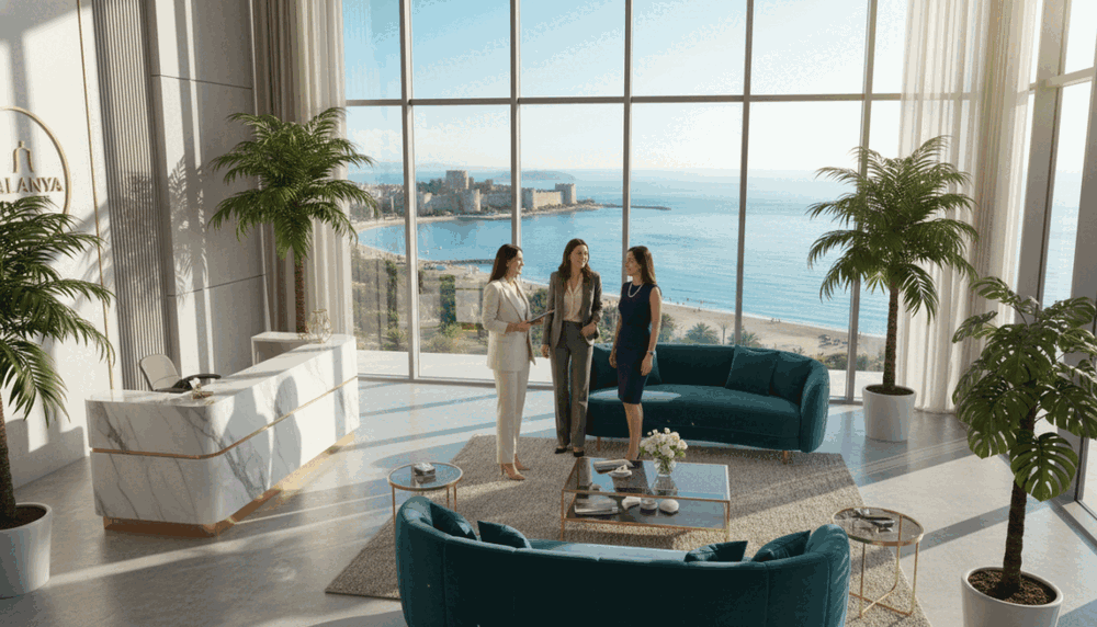 Luxurious setting of Alanya Elit Women’s Site, emphasizing a welcoming and secure environment. In the foreground, a stylish, elegantly designed reception area with modern furniture and lush indoor plants. In the middle ground, confident women in professional business attire engaged in friendly conversation, showcasing a sense of community and collaboration. The background features large windows overlooking a beautiful view of Alanya’s coastline, with soft sunlight streaming in, creating a warm and inviting atmosphere. Use a bright, natural lighting scheme to enhance the feeling of safety and quality service. The angle should be slightly elevated to capture the entire scene effectively. The image should reflect the brand "Alanya güvenilir escort," highlighting their commitment to quality and security without any text or logos. Luxurious setting of Alanya Elit Women’s Site, emphasizing a welcoming and secure environment. In the foreground, a stylish, elegantly designed reception area with modern furniture and lush indoor plants. In the middle ground, confident women in professional business attire engaged in friendly conversation, showcasing a sense of community and collaboration. The background features large windows overlooking a beautiful view of Alanya’s coastline, with soft sunlight streaming in, creating a warm and inviting atmosphere. Use a bright, natural lighting scheme to enhance the feeling of safety and quality service. The angle should be slightly elevated to capture the entire scene effectively. The image should reflect the brand "Alanya güvenilir escort," highlighting their commitment to quality and security without any text or logos.