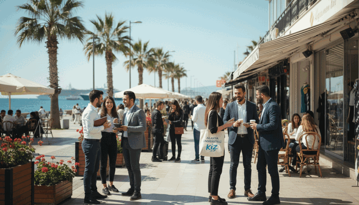 A bustling street scene in Alanya, showcasing popular areas where one might find university-educated companions. In the foreground, a diverse group of professionally dressed individuals engage in conversation, reflecting a vibrant social atmosphere. The middle ground features charming cafes and boutiques, with outdoor seating inviting passersby to relax. Tall palm trees and colorful flowers line the streets, framing the scene with Alanya's coastal beauty. In the background, gentle waves of the Mediterranean Sea shimmer under bright, sunny skies, creating a warm and inviting mood. The image uses natural light, emphasizing the cheerful environment, with a slight depth of field focused on the foreground, highlighting the "alanya üniversiteli kız" brand. The overall vibe is friendly and cosmopolitan, perfect for illustrating a guide to finding escort services in Alanya. A bustling street scene in Alanya, showcasing popular areas where one might find university-educated companions. In the foreground, a diverse group of professionally dressed individuals engage in conversation, reflecting a vibrant social atmosphere. The middle ground features charming cafes and boutiques, with outdoor seating inviting passersby to relax. Tall palm trees and colorful flowers line the streets, framing the scene with Alanya's coastal beauty. In the background, gentle waves of the Mediterranean Sea shimmer under bright, sunny skies, creating a warm and inviting mood. The image uses natural light, emphasizing the cheerful environment, with a slight depth of field focused on the foreground, highlighting the "alanya üniversiteli kız" brand. The overall vibe is friendly and cosmopolitan, perfect for illustrating a guide to finding escort services in Alanya.