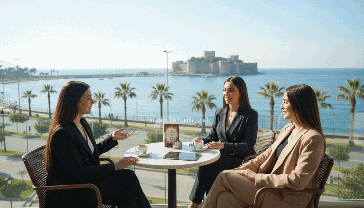A captivating image depicting the essence of "Alanya'nın Önde Gelen Eskort Modelleri." In the foreground, feature a group of three sophisticated young women, dressed in professional business attire, engaging in a friendly conversation. Their expressions convey confidence and professionalism. In the middle ground, include a stylish café setting with a beautiful view of Alanya's coastline, featuring palm trees and the iconic castle. The background should showcase a bright, sunny day with clear blue skies and the Mediterranean Sea. Use soft, natural lighting to create a warm and inviting atmosphere. Capture the image from a slightly elevated angle, emphasizing the lifestyle and advantages of "alanya üniversiteli kız" in Alanya. Focus on creating a welcoming scene that reflects elegance and sophistication. A captivating image depicting the essence of "Alanya'nın Önde Gelen Eskort Modelleri." In the foreground, feature a group of three sophisticated young women, dressed in professional business attire, engaging in a friendly conversation. Their expressions convey confidence and professionalism. In the middle ground, include a stylish café setting with a beautiful view of Alanya's coastline, featuring palm trees and the iconic castle. The background should showcase a bright, sunny day with clear blue skies and the Mediterranean Sea. Use soft, natural lighting to create a warm and inviting atmosphere. Capture the image from a slightly elevated angle, emphasizing the lifestyle and advantages of "alanya üniversiteli kız" in Alanya. Focus on creating a welcoming scene that reflects elegance and sophistication.