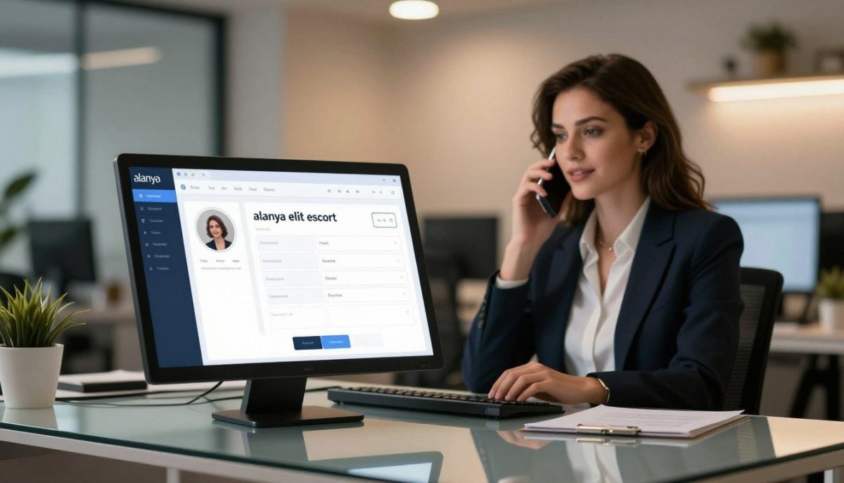 A chic, modern office environment showcasing the "alanya elit escort" appointment system. In the foreground, a sleek, digital display screen shows a user-friendly interface for booking appointments, with graphics indicating customer options. In the middle ground, a professional-looking woman in business attire is engaged in a phone call, her expression focused yet welcoming, embodying a service-oriented approach. The background features a stylish office decor with soft lighting that creates a warm, inviting atmosphere. Subtle reflections in the glass surface of the desk enhance the modern feel, while soft spotlights highlight the sleek design elements. The overall mood is professional, efficient, and approachable, well-suited for the theme of a modern appointment system. A chic, modern office environment showcasing the "alanya elit escort" appointment system. In the foreground, a sleek, digital display screen shows a user-friendly interface for booking appointments, with graphics indicating customer options. In the middle ground, a professional-looking woman in business attire is engaged in a phone call, her expression focused yet welcoming, embodying a service-oriented approach. The background features a stylish office decor with soft lighting that creates a warm, inviting atmosphere. Subtle reflections in the glass surface of the desk enhance the modern feel, while soft spotlights highlight the sleek design elements. The overall mood is professional, efficient, and approachable, well-suited for the theme of a modern appointment system.