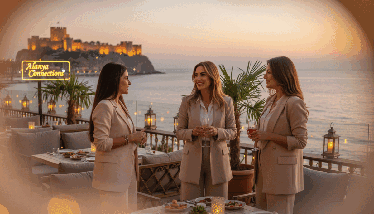 A glamorous meeting scene featuring elegant and confident women of Mediterranean descent, showcasing a warm sunset ambiance typical of Alanya. In the foreground, a group of three women dressed in stylish yet professional attire, standing and chatting, exuding charisma and approachability. The middle ground highlights a beautifully arranged outdoor cafe setting with decorative plants and soft, ambient lighting, inviting a sense of connection. In the background, the picturesque Alanya coastline is visible, enhancing the serene atmosphere. The image is captured with a soft-focus lens, creating a warm glow that emphasizes the friendly engagement among the women. The mood is inviting and professional, showcasing the essence of "Alanya swinger eskort" and the process of meaningful connections. A glamorous meeting scene featuring elegant and confident women of Mediterranean descent, showcasing a warm sunset ambiance typical of Alanya. In the foreground, a group of three women dressed in stylish yet professional attire, standing and chatting, exuding charisma and approachability. The middle ground highlights a beautifully arranged outdoor cafe setting with decorative plants and soft, ambient lighting, inviting a sense of connection. In the background, the picturesque Alanya coastline is visible, enhancing the serene atmosphere. The image is captured with a soft-focus lens, creating a warm glow that emphasizes the friendly engagement among the women. The mood is inviting and professional, showcasing the essence of "Alanya swinger eskort" and the process of meaningful connections.