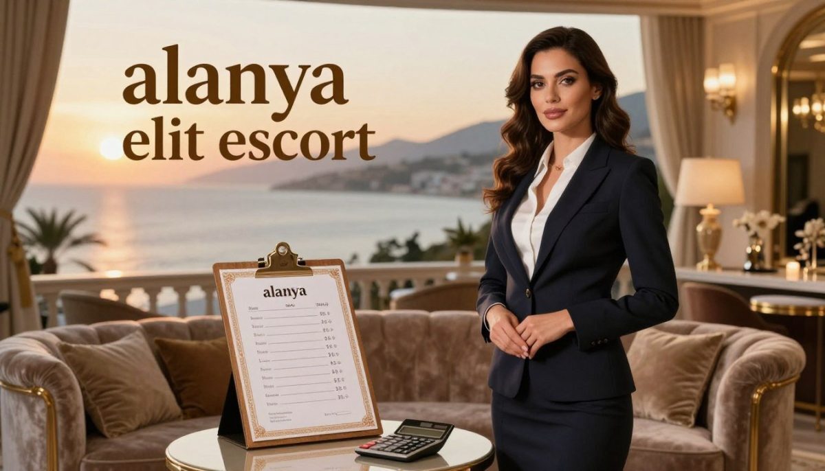A luxurious and elegant setting representing the concept of premium escort services in Alanya. In the foreground, a poised, professional woman in a stylish business suit stands confidently, embodying sophistication and allure. She is surrounded by tasteful decor, such as a plush velvet sofa and soft lighting that creates a warm, inviting atmosphere. The middle ground features subtle elements symbolizing pricing factors, like an intricately designed clipboard or a calculator, suggesting professionalism in service provision. In the background, a softly blurred view of Alanya's coastline at sunset enhances the opulent mood. The lighting is warm with a golden hue, emphasizing elegance and exclusivity. The scene conveys a sense of luxury and refinement, capturing the essence of "alanya elit escort" without any distraction or text overlays. A luxurious and elegant setting representing the concept of premium escort services in Alanya. In the foreground, a poised, professional woman in a stylish business suit stands confidently, embodying sophistication and allure. She is surrounded by tasteful decor, such as a plush velvet sofa and soft lighting that creates a warm, inviting atmosphere. The middle ground features subtle elements symbolizing pricing factors, like an intricately designed clipboard or a calculator, suggesting professionalism in service provision. In the background, a softly blurred view of Alanya's coastline at sunset enhances the opulent mood. The lighting is warm with a golden hue, emphasizing elegance and exclusivity. The scene conveys a sense of luxury and refinement, capturing the essence of "alanya elit escort" without any distraction or text overlays.