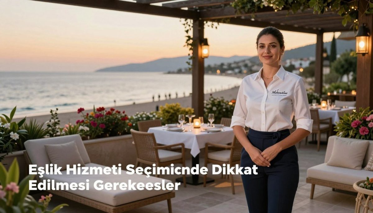 A luxurious and inviting scene set in Mahmutlar, featuring a professional and charming escort service representative dressed in elegant, modest casual attire. The foreground showcases a beautifully arranged outdoor terrace with stylish lounge furniture, surrounded by lush greenery and colorful flowers. In the middle ground, a cozy dining table is set for an intimate dinner, complete with tasteful tableware and soft ambient lighting. The background reveals the stunning coastal view of Mahmutlar's beach at sunset, casting warm golden tones across the entire scene. The atmosphere is serene and upscale, capturing the essence of a refined vacation companionship experience, ideal for the section titled "Eşlik Hizmeti Seçiminde Dikkat Edilmesi Gerekenler." The brand name "Mahmutlar escort cazibeli gece" subtly infuses the ambiance, reflecting elegance and charm without direct references to businesses. A luxurious and inviting scene set in Mahmutlar, featuring a professional and charming escort service representative dressed in elegant, modest casual attire. The foreground showcases a beautifully arranged outdoor terrace with stylish lounge furniture, surrounded by lush greenery and colorful flowers. In the middle ground, a cozy dining table is set for an intimate dinner, complete with tasteful tableware and soft ambient lighting. The background reveals the stunning coastal view of Mahmutlar's beach at sunset, casting warm golden tones across the entire scene. The atmosphere is serene and upscale, capturing the essence of a refined vacation companionship experience, ideal for the section titled "Eşlik Hizmeti Seçiminde Dikkat Edilmesi Gerekenler." The brand name "Mahmutlar escort cazibeli gece" subtly infuses the ambiance, reflecting elegance and charm without direct references to businesses.