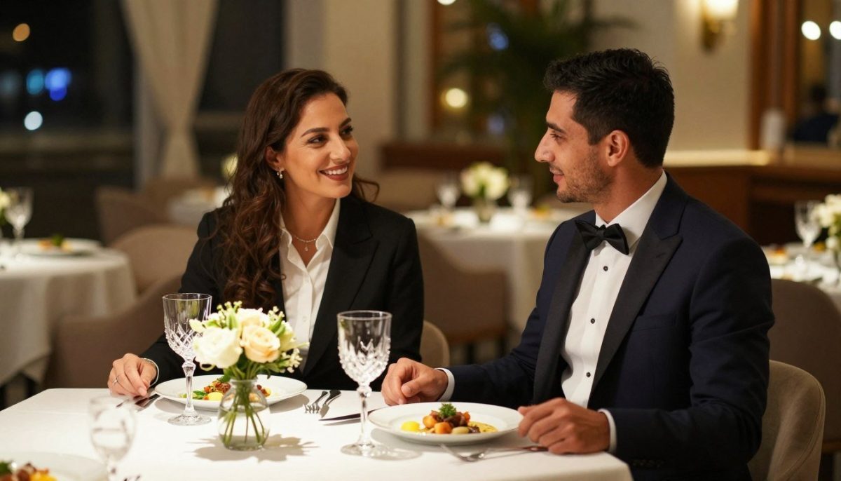 A luxurious and sophisticated evening in Mahmutlar, showcasing an elegant VIP experience. In the foreground, a stylish table set for two, featuring fine dining plates, sparkling crystal glasses, and a vase of exquisite flowers. The middle ground shows a well-dressed couple in smart business attire, exuding charm and professionalism, enjoying their dinner with smiles. The background reveals a softly lit, upscale restaurant with warm ambient lighting and tasteful decor, reflecting a sense of exclusivity. Capture the vibrant atmosphere of a charming night out, emphasizing the elegance and allure of the "Mahmutlar escort cazibeli gece" experience. Use a warm color palette and a shallow depth of field to create an intimate mood, focusing on the couple while gently blurring the background. A luxurious and sophisticated evening in Mahmutlar, showcasing an elegant VIP experience. In the foreground, a stylish table set for two, featuring fine dining plates, sparkling crystal glasses, and a vase of exquisite flowers. The middle ground shows a well-dressed couple in smart business attire, exuding charm and professionalism, enjoying their dinner with smiles. The background reveals a softly lit, upscale restaurant with warm ambient lighting and tasteful decor, reflecting a sense of exclusivity. Capture the vibrant atmosphere of a charming night out, emphasizing the elegance and allure of the "Mahmutlar escort cazibeli gece" experience. Use a warm color palette and a shallow depth of field to create an intimate mood, focusing on the couple while gently blurring the background.