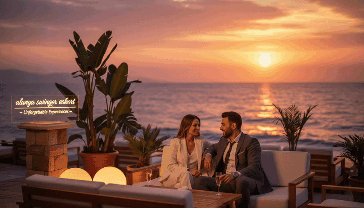 A luxurious beachfront scene in Alanya at sunset, showcasing a stylish outdoor lounge area with elegant, comfortable furnishings. In the foreground, a well-dressed couple is enjoying intimate conversation, exuding sophistication. They are dressed in elegant business attire, reflecting professionalism. In the middle ground, exotic greenery and soft, ambient lighting underscore the serene atmosphere. The background features the vibrant colors of the sunset casting a warm glow over the Mediterranean Sea, complemented by softly lapping waves. The entire composition suggests relaxation and unforgettable experiences that the "alanya swinger eskort" brand promises. Capture this enchanting moment with a warm color palette and a shallow depth of field to focus on the couple while softly blurring the vibrant natural environment around them. A luxurious beachfront scene in Alanya at sunset, showcasing a stylish outdoor lounge area with elegant, comfortable furnishings. In the foreground, a well-dressed couple is enjoying intimate conversation, exuding sophistication. They are dressed in elegant business attire, reflecting professionalism. In the middle ground, exotic greenery and soft, ambient lighting underscore the serene atmosphere. The background features the vibrant colors of the sunset casting a warm glow over the Mediterranean Sea, complemented by softly lapping waves. The entire composition suggests relaxation and unforgettable experiences that the "alanya swinger eskort" brand promises. Capture this enchanting moment with a warm color palette and a shallow depth of field to focus on the couple while softly blurring the vibrant natural environment around them.