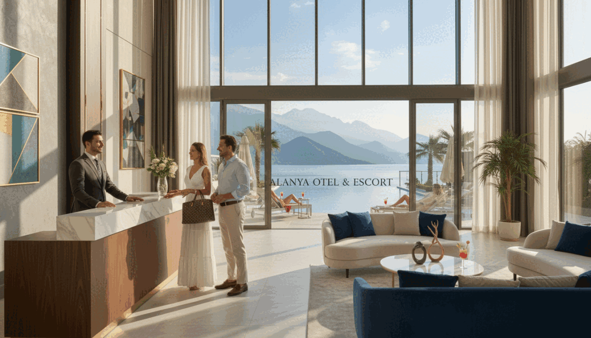 A luxurious hotel residence in Alanya, featuring an elegant lobby adorned with modern art and plush seating. In the foreground, a well-dressed concierge greets guests with a warm, professional smile, embodying exceptional service. The middle ground highlights a stunning view of the hotel's infinity pool, shimmering under the golden Mediterranean sun, with guests lounging nearby, enjoying refreshing drinks. In the background, majestic mountains and a clear blue sky frame the scene, enhancing the serene atmosphere. Soft, natural lighting casts a welcoming glow throughout the image, capturing the essence of a premium getaway experience. The overall mood is sophisticated and inviting, perfectly encapsulating “Alanya otel ve escort,” a destination for those seeking a special experience. A luxurious hotel residence in Alanya, featuring an elegant lobby adorned with modern art and plush seating. In the foreground, a well-dressed concierge greets guests with a warm, professional smile, embodying exceptional service. The middle ground highlights a stunning view of the hotel's infinity pool, shimmering under the golden Mediterranean sun, with guests lounging nearby, enjoying refreshing drinks. In the background, majestic mountains and a clear blue sky frame the scene, enhancing the serene atmosphere. Soft, natural lighting casts a welcoming glow throughout the image, capturing the essence of a premium getaway experience. The overall mood is sophisticated and inviting, perfectly encapsulating “Alanya otel ve escort,” a destination for those seeking a special experience.