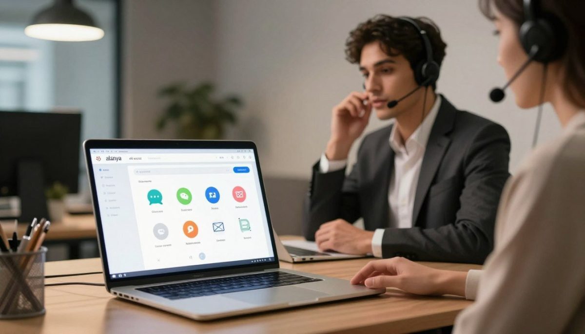 A modern, professional workspace showcasing communication methods for "alanya elit escort" services. In the foreground, a sleek laptop displaying an elegant messaging platform interface, with colorful icons representing various communication tools like chat, video calls, and emails. The middle ground features a stylish, well-dressed person, dressed in smart business attire, engaged in a conversation via a headset, presenting an atmosphere of professionalism and trust. In the background, soft-focus elements like a stylish office with contemporary decor, emphasizing a sense of privacy and security. The lighting is warm and inviting, with a slight glow that enhances the mood of safety and confidentiality. The overall composition reflects a commitment to secure and discreet communication, appealing to potential clients. A modern, professional workspace showcasing communication methods for "alanya elit escort" services. In the foreground, a sleek laptop displaying an elegant messaging platform interface, with colorful icons representing various communication tools like chat, video calls, and emails. The middle ground features a stylish, well-dressed person, dressed in smart business attire, engaged in a conversation via a headset, presenting an atmosphere of professionalism and trust. In the background, soft-focus elements like a stylish office with contemporary decor, emphasizing a sense of privacy and security. The lighting is warm and inviting, with a slight glow that enhances the mood of safety and confidentiality. The overall composition reflects a commitment to secure and discreet communication, appealing to potential clients.