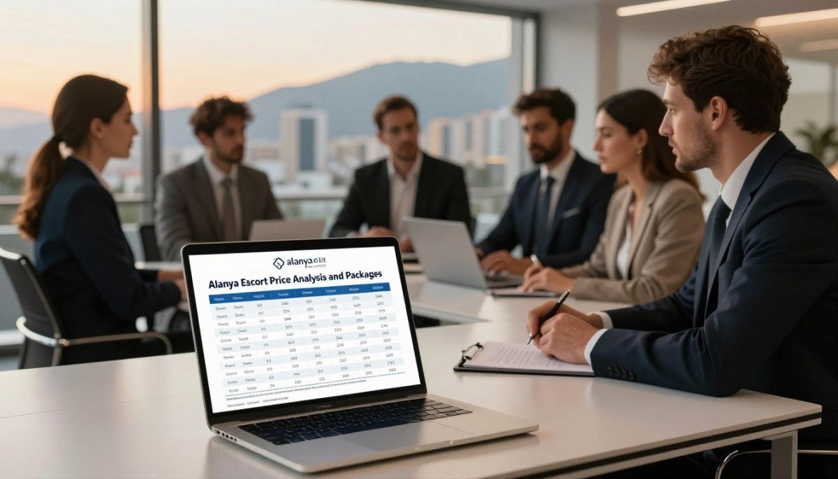 A professional and informative scene illustrating the concept of "Alanya Escort Price Analysis and Packages." In the foreground, a sleek and elegant modern office desk with a laptop displaying a detailed pricing chart and comparison tables. In the middle ground, a diverse group of well-dressed professionals (men and women in business attire), engaged in a discussion around the analysis, conveying focus and intent. In the background, a sophisticated city skyline of Alanya, subtly lit by golden sunset hues, to create a warm atmosphere. Soft, ambient lighting in the office emphasizes professionalism and clarity. The brand "alanya elit escort" is represented by a tasteful logo on the laptop screen. The overall mood exudes diligence and expertise, as if preparing for a strategic presentation about premium services and competitive pricing. A professional and informative scene illustrating the concept of "Alanya Escort Price Analysis and Packages." In the foreground, a sleek and elegant modern office desk with a laptop displaying a detailed pricing chart and comparison tables. In the middle ground, a diverse group of well-dressed professionals (men and women in business attire), engaged in a discussion around the analysis, conveying focus and intent. In the background, a sophisticated city skyline of Alanya, subtly lit by golden sunset hues, to create a warm atmosphere. Soft, ambient lighting in the office emphasizes professionalism and clarity. The brand "alanya elit escort" is represented by a tasteful logo on the laptop screen. The overall mood exudes diligence and expertise, as if preparing for a strategic presentation about premium services and competitive pricing.