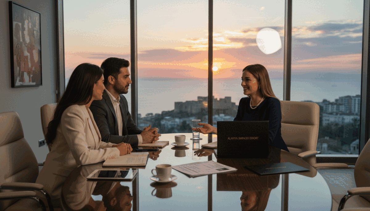 A professional business meeting setting in a stylish office in Alanya, showcasing a consultation process. In the foreground, a well-dressed professional couple, wearing smart attire, engage in an open dialogue with a friendly escort, also in professional clothing, representing "alanya swinger eskort". The middle ground features a sleek conference table adorned with business materials. In the background, large windows reveal a stunning view of Alanya's coastline, with the sun setting, casting a warm, inviting glow throughout the room. The atmosphere is professional yet relaxed, emphasizing open communication and connection. The lighting is soft but bright enough to highlight the participants' expressions, suggesting a comfortable and welcoming consultation environment. A professional business meeting setting in a stylish office in Alanya, showcasing a consultation process. In the foreground, a well-dressed professional couple, wearing smart attire, engage in an open dialogue with a friendly escort, also in professional clothing, representing "alanya swinger eskort". The middle ground features a sleek conference table adorned with business materials. In the background, large windows reveal a stunning view of Alanya's coastline, with the sun setting, casting a warm, inviting glow throughout the room. The atmosphere is professional yet relaxed, emphasizing open communication and connection. The lighting is soft but bright enough to highlight the participants' expressions, suggesting a comfortable and welcoming consultation environment.