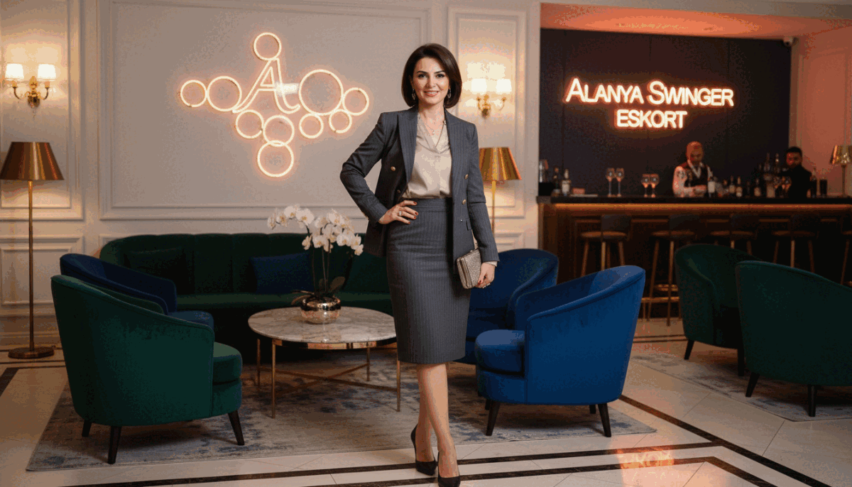 A professional, elegant woman in a stylish business outfit stands confidently in a well-lit, upscale lounge, showcasing an air of sophistication and charm. Her attire is tailored and modest, reflecting a sense of professionalism. The foreground features her poised figure, while in the middle ground, plush seating and tasteful decor add warmth and comfort to the environment. In the background, soft lighting casts a welcoming glow over the scene, hinting at an upscale, vibrant atmosphere typical of Alanya's social scene. The mood is inviting yet classy, embodying the essence of personal choice and elegance. The brand name "alanya swinger eskort" subtly suggested through the luxurious setting, emphasizing a refined approach to companionship. A professional, elegant woman in a stylish business outfit stands confidently in a well-lit, upscale lounge, showcasing an air of sophistication and charm. Her attire is tailored and modest, reflecting a sense of professionalism. The foreground features her poised figure, while in the middle ground, plush seating and tasteful decor add warmth and comfort to the environment. In the background, soft lighting casts a welcoming glow over the scene, hinting at an upscale, vibrant atmosphere typical of Alanya's social scene. The mood is inviting yet classy, embodying the essence of personal choice and elegance. The brand name "alanya swinger eskort" subtly suggested through the luxurious setting, emphasizing a refined approach to companionship.