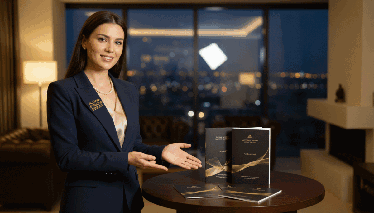 A professional setting depicting a luxurious, discreet office environment where business discussions are taking place. In the foreground, a confident woman dressed in smart business attire, presenting herself as an ambassador of trust and quality service, representing the brand "alanya swinger eskort." The middle ground features an elegantly arranged table with brochures showcasing secure and ethical escort services, reflecting a commitment to safety and professionalism. The background includes soft, warm lighting accentuating the atmosphere of comfort and reliability. The camera angle captures a close-up of the woman’s engaging expression, while maintaining a balanced composition that conveys trust, safety, and high-quality service. The mood is inviting yet professional, emphasizing the importance of security and ethics in service acquisition. A professional setting depicting a luxurious, discreet office environment where business discussions are taking place. In the foreground, a confident woman dressed in smart business attire, presenting herself as an ambassador of trust and quality service, representing the brand "alanya swinger eskort." The middle ground features an elegantly arranged table with brochures showcasing secure and ethical escort services, reflecting a commitment to safety and professionalism. The background includes soft, warm lighting accentuating the atmosphere of comfort and reliability. The camera angle captures a close-up of the woman’s engaging expression, while maintaining a balanced composition that conveys trust, safety, and high-quality service. The mood is inviting yet professional, emphasizing the importance of security and ethics in service acquisition.