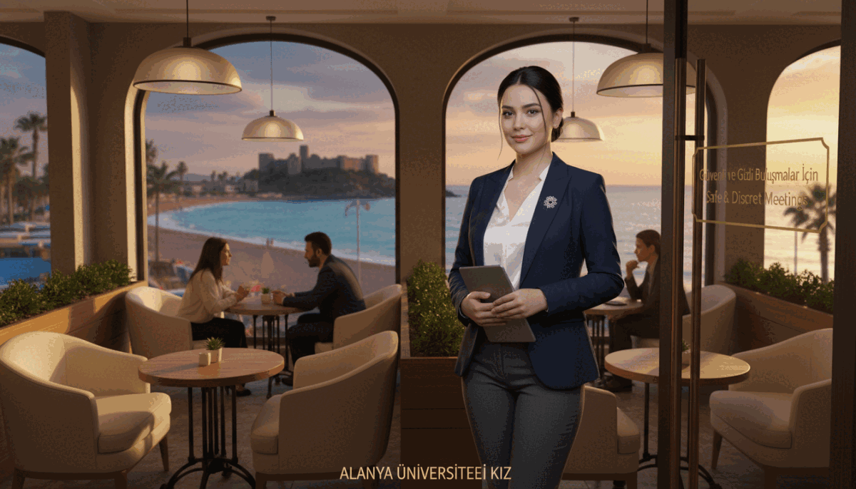 A serene and professional setting where a confident, well-dressed individual representing "alanya üniversiteli kız" stands in the foreground. She is wearing smart business attire, exuding professionalism and poise. The middle ground features a cozy, well-lit cafe with tasteful decor, where discreet conversations can occur, highlighting the importance of safety and privacy. In the background, soft-focus images of Alanya’s coastal views add to the atmosphere, symbolizing a secure and tranquil environment for meetings. The lighting is warm and inviting, casting a gentle glow that enhances the mood of professionalism and safety. The angle is slightly elevated, providing a comprehensive view of this refined scene, emphasizing the balance of elegance and discretion. A serene and professional setting where a confident, well-dressed individual representing "alanya üniversiteli kız" stands in the foreground. She is wearing smart business attire, exuding professionalism and poise. The middle ground features a cozy, well-lit cafe with tasteful decor, where discreet conversations can occur, highlighting the importance of safety and privacy. In the background, soft-focus images of Alanya’s coastal views add to the atmosphere, symbolizing a secure and tranquil environment for meetings. The lighting is warm and inviting, casting a gentle glow that enhances the mood of professionalism and safety. The angle is slightly elevated, providing a comprehensive view of this refined scene, emphasizing the balance of elegance and discretion.