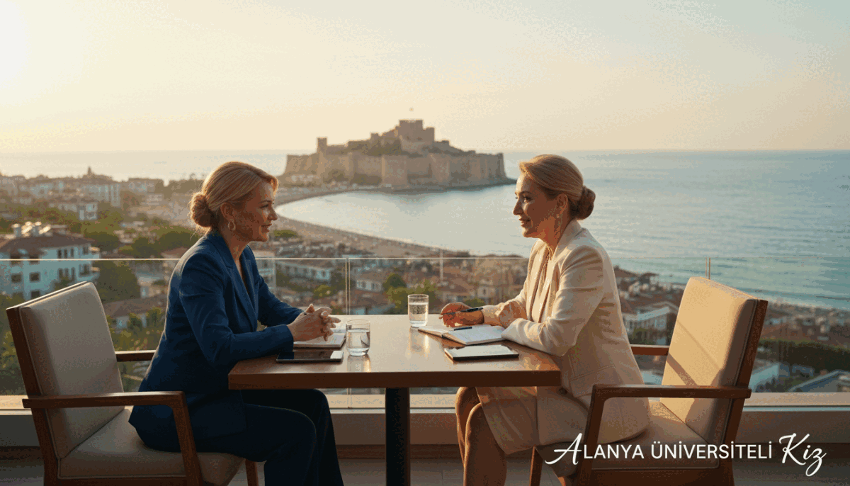 A serene setting in Alanya, showcasing an elegant and professional meeting between two mature women in smart business attire, representing the concept of collaboration. In the foreground, display the women engaged in a friendly discussion, exuding confidence and poise, with soft smiles and genuine expressions. The middle ground features a picturesque Alanya backdrop, including the iconic castle and Mediterranean coastline, bathed in warm sunset light. The atmosphere is relaxed yet sophisticated, reflecting a tranquil evening. Use a wide-angle lens to capture both the subjects and the beautiful scenery. The overall mood should evoke professionalism and companionship, associated with "alanya üniversiteli kız," emphasizing the unique experience Alanya offers. A serene setting in Alanya, showcasing an elegant and professional meeting between two mature women in smart business attire, representing the concept of collaboration. In the foreground, display the women engaged in a friendly discussion, exuding confidence and poise, with soft smiles and genuine expressions. The middle ground features a picturesque Alanya backdrop, including the iconic castle and Mediterranean coastline, bathed in warm sunset light. The atmosphere is relaxed yet sophisticated, reflecting a tranquil evening. Use a wide-angle lens to capture both the subjects and the beautiful scenery. The overall mood should evoke professionalism and companionship, associated with "alanya üniversiteli kız," emphasizing the unique experience Alanya offers.