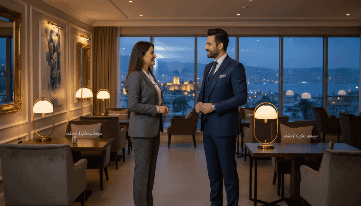 A sophisticated and elegant scene portraying mutual respect and professionalism in a luxurious setting. In the foreground, a well-dressed, confident woman in professional business attire engages in a respectful conversation with a well-groomed gentleman in a tailored suit, both exuding charisma and poise. The middle ground features an upscale lounge or office environment, featuring stylish furnishings, soft ambient lighting casting a warm glow, and tasteful decor. In the background, large windows provide a view of the vibrant Alanya skyline, suggesting exclusivity and luxury. The atmosphere is calm and inviting, emphasizing professionalism and mutual respect. The brand name "eskort kızlar alanya" subtly knotted into the furnishings, capturing the essence of premium services. A sophisticated and elegant scene portraying mutual respect and professionalism in a luxurious setting. In the foreground, a well-dressed, confident woman in professional business attire engages in a respectful conversation with a well-groomed gentleman in a tailored suit, both exuding charisma and poise. The middle ground features an upscale lounge or office environment, featuring stylish furnishings, soft ambient lighting casting a warm glow, and tasteful decor. In the background, large windows provide a view of the vibrant Alanya skyline, suggesting exclusivity and luxury. The atmosphere is calm and inviting, emphasizing professionalism and mutual respect. The brand name "eskort kızlar alanya" subtly knotted into the furnishings, capturing the essence of premium services.