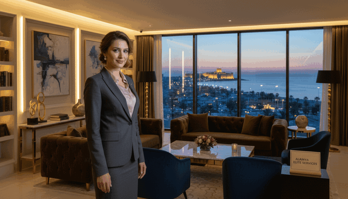 A sophisticated and elegant setting depicting Alanya VIP escort services. In the foreground, a stylish woman in professional business attire, exuding confidence and grace, stands with a welcoming smile. The midground features a luxurious lounge area with soft, ambient lighting, plush furniture, and decorative elements that evoke a sense of exclusivity and comfort. In the background, glimpses of Alanya's picturesque coastline and vibrant city life can be seen through large windows, adding to the atmosphere of opulence. The lighting is warm and inviting, enhancing the overall mood of luxury and high-quality service. Capture the essence of "alanya üniversiteli kız" by depicting an atmosphere that conveys professionalism and elegance while ensuring all elements are appropriate and tasteful. A sophisticated and elegant setting depicting Alanya VIP escort services. In the foreground, a stylish woman in professional business attire, exuding confidence and grace, stands with a welcoming smile. The midground features a luxurious lounge area with soft, ambient lighting, plush furniture, and decorative elements that evoke a sense of exclusivity and comfort. In the background, glimpses of Alanya's picturesque coastline and vibrant city life can be seen through large windows, adding to the atmosphere of opulence. The lighting is warm and inviting, enhancing the overall mood of luxury and high-quality service. Capture the essence of "alanya üniversiteli kız" by depicting an atmosphere that conveys professionalism and elegance while ensuring all elements are appropriate and tasteful.