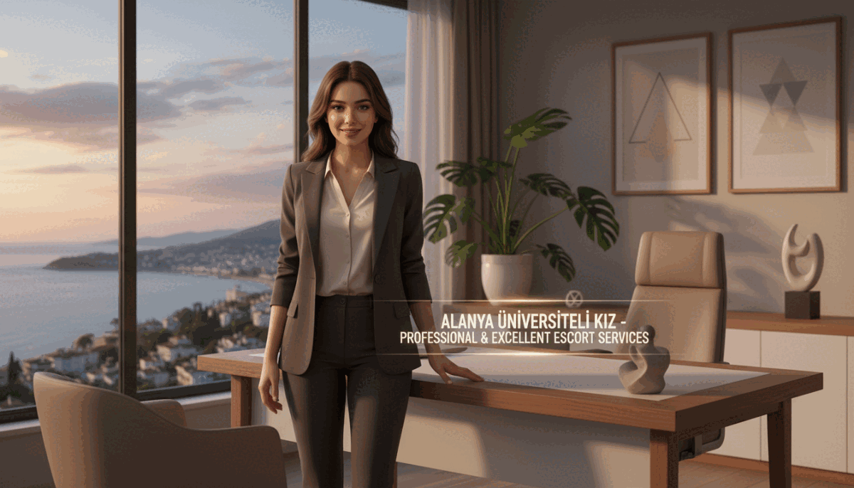 A sophisticated and professional young woman, embodying the essence of elegance and charm, stands confidently in a stylish, modern office space. She is dressed in professional business attire, featuring a tailored blazer and a chic blouse, conveying both professionalism and approachability. The foreground captures her warm smile, with clear focus on her approachable demeanor. In the middle ground, contemporary office décor including a sleek desk, vibrant plants, and tasteful artwork creates an inviting atmosphere. The background features panoramic windows, revealing a beautiful view of Alanya's picturesque coastline under golden hour lighting, providing a warm and inviting glow. The entire scene radiates a sense of trust and high-quality service, suitable for representing "alanya üniversiteli kız" Escort services, with an emphasis on professionalism and excellence. A sophisticated and professional young woman, embodying the essence of elegance and charm, stands confidently in a stylish, modern office space. She is dressed in professional business attire, featuring a tailored blazer and a chic blouse, conveying both professionalism and approachability. The foreground captures her warm smile, with clear focus on her approachable demeanor. In the middle ground, contemporary office décor including a sleek desk, vibrant plants, and tasteful artwork creates an inviting atmosphere. The background features panoramic windows, revealing a beautiful view of Alanya's picturesque coastline under golden hour lighting, providing a warm and inviting glow. The entire scene radiates a sense of trust and high-quality service, suitable for representing "alanya üniversiteli kız" Escort services, with an emphasis on professionalism and excellence.
