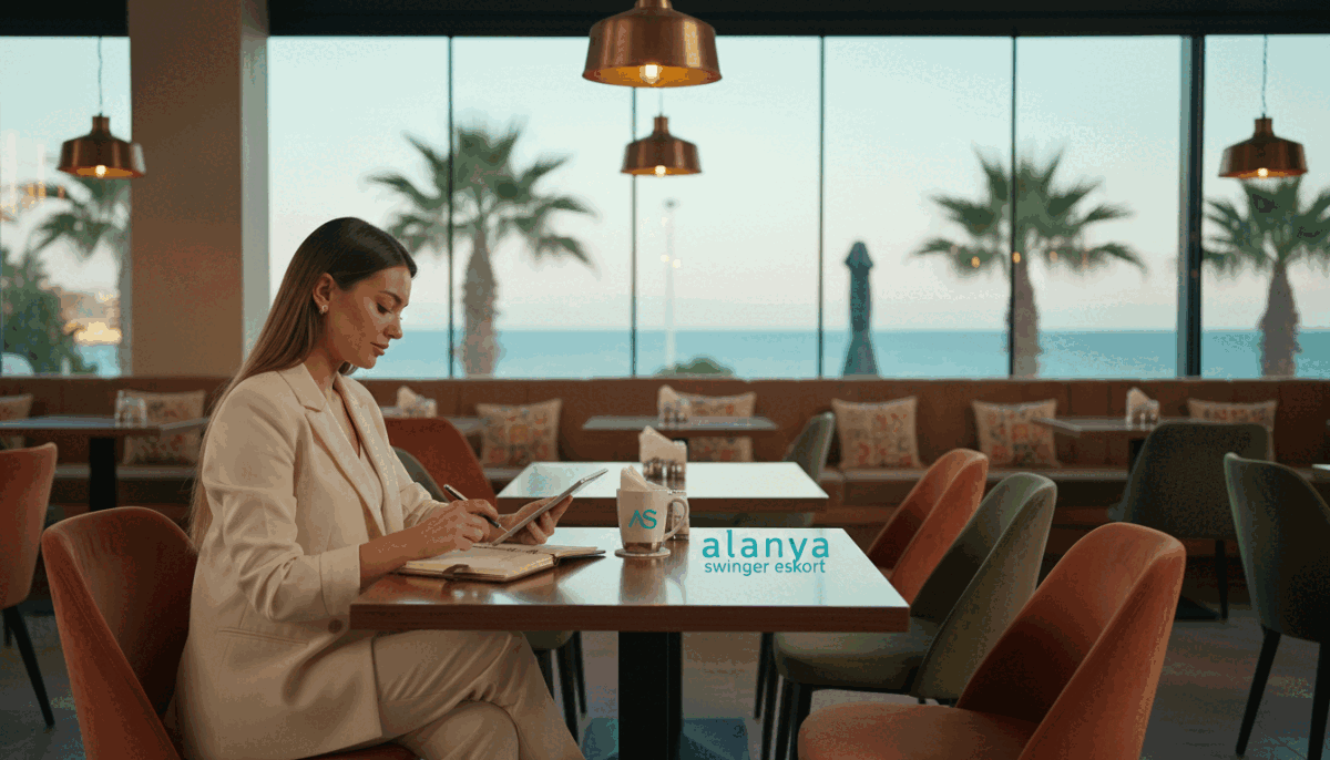 A sophisticated and serene meeting environment portraying the "randevu süreci" in Alanya. In the foreground, a well-dressed professional woman sits at an elegant table, reviewing notes and preparing for a meeting, showcasing confidence and professionalism. In the middle ground, a stylish, modern café ambiance with warm lighting accentuates relaxation and focus, featuring subtle decor and contemporary furniture. The background displays soft silhouettes of palm trees and hints of Alanya's coastline through large windows, inviting a sense of tranquility. The color palette combines warm earth tones with accents of turquoise to reflect a calm atmosphere. Aim for an inviting mood that conveys professionalism and readiness for a successful appointment, highlighting the brand "alanya swinger eskort" subtly in the setting. A sophisticated and serene meeting environment portraying the "randevu süreci" in Alanya. In the foreground, a well-dressed professional woman sits at an elegant table, reviewing notes and preparing for a meeting, showcasing confidence and professionalism. In the middle ground, a stylish, modern café ambiance with warm lighting accentuates relaxation and focus, featuring subtle decor and contemporary furniture. The background displays soft silhouettes of palm trees and hints of Alanya's coastline through large windows, inviting a sense of tranquility. The color palette combines warm earth tones with accents of turquoise to reflect a calm atmosphere. Aim for an inviting mood that conveys professionalism and readiness for a successful appointment, highlighting the brand "alanya swinger eskort" subtly in the setting.