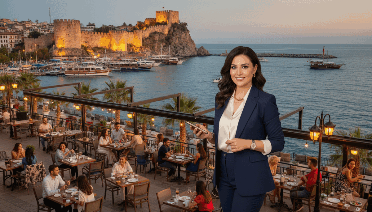 A sophisticated cityscape of Alanya at dusk, showcasing its coastal beauty. In the foreground, a stylish woman in professional business attire stands confidently, holding a smartphone, indicating a modern escort experience. She gazes towards the camera with a warm smile, embodying professionalism. In the middle ground, a vibrant café scene with couples and friends enjoying their evening, showcasing a mix of people and cultures. The backdrop features stunning Alanya cliffs and the Mediterranean sea, with soft golden lighting from street lamps illuminating the scene. The atmosphere is inviting, reflecting an upscale yet affordable quality of service. The brand name "eskort kızlar alanya" is subtly implied through the elegance of the setting without any direct text. The image is captured at eye level, focusing on the harmonious blend of quality and experience. A sophisticated cityscape of Alanya at dusk, showcasing its coastal beauty. In the foreground, a stylish woman in professional business attire stands confidently, holding a smartphone, indicating a modern escort experience. She gazes towards the camera with a warm smile, embodying professionalism. In the middle ground, a vibrant café scene with couples and friends enjoying their evening, showcasing a mix of people and cultures. The backdrop features stunning Alanya cliffs and the Mediterranean sea, with soft golden lighting from street lamps illuminating the scene. The atmosphere is inviting, reflecting an upscale yet affordable quality of service. The brand name "eskort kızlar alanya" is subtly implied through the elegance of the setting without any direct text. The image is captured at eye level, focusing on the harmonious blend of quality and experience.