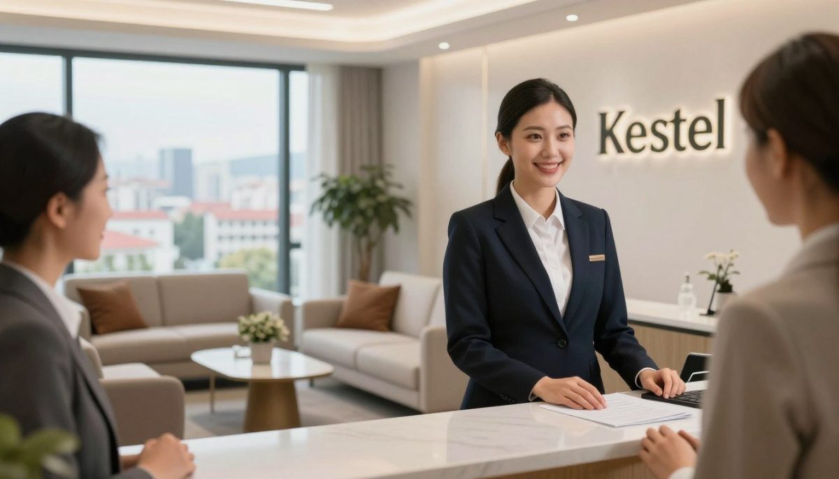 A sophisticated depiction of Kestel escort services, showcasing a modern, elegant office reception area. In the foreground, a professional receptionist in smart business attire welcomes clients with a friendly smile. The middle ground features a stylish waiting area with comfortable seating, tasteful decor, and soft lighting that creates a warm atmosphere. In the background, a large window reveals a panoramic view of Kestel, highlighting its vibrant urban landscape. The lighting is bright yet soothing, enhancing the professionalism of the scene. Capture the essence of trust and reliability in escort services, emphasizing comfort and discretion. The overall mood should be inviting and reassuring, representing quality service. A sophisticated depiction of Kestel escort services, showcasing a modern, elegant office reception area. In the foreground, a professional receptionist in smart business attire welcomes clients with a friendly smile. The middle ground features a stylish waiting area with comfortable seating, tasteful decor, and soft lighting that creates a warm atmosphere. In the background, a large window reveals a panoramic view of Kestel, highlighting its vibrant urban landscape. The lighting is bright yet soothing, enhancing the professionalism of the scene. Capture the essence of trust and reliability in escort services, emphasizing comfort and discretion. The overall mood should be inviting and reassuring, representing quality service.