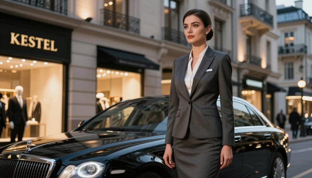 A sophisticated, elegant scene depicting a high-end VIP escort service in Kestel. In the foreground, a stylishly dressed professional woman in a tailored business suit confidently stands next to a luxury car, exuding an air of elegance and professionalism. The middle ground features an upscale city street with lavish boutiques and soft ambient lighting, giving a sense of exclusivity. The background includes softly illuminated buildings with sleek architecture, hinting at a vibrant nightlife. Use warm, inviting lighting to create an enticing yet classy mood. Capture the image from a low angle to emphasize height and stature, ensuring a focus on the woman while subtly including elements that represent the”escort” brand. No text or watermarks. A sophisticated, elegant scene depicting a high-end VIP escort service in Kestel. In the foreground, a stylishly dressed professional woman in a tailored business suit confidently stands next to a luxury car, exuding an air of elegance and professionalism. The middle ground features an upscale city street with lavish boutiques and soft ambient lighting, giving a sense of exclusivity. The background includes softly illuminated buildings with sleek architecture, hinting at a vibrant nightlife. Use warm, inviting lighting to create an enticing yet classy mood. Capture the image from a low angle to emphasize height and stature, ensuring a focus on the woman while subtly including elements that represent the”escort” brand. No text or watermarks.