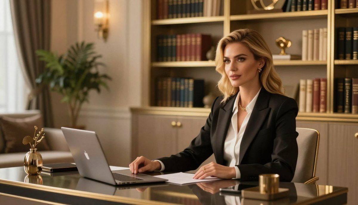 A sophisticated indoor setting reflecting high-end lifestyle and elegance. In the foreground, a stylishly dressed woman wearing professional business attire, with blonde hair, exuding confidence and allure, sits at a sleek, modern desk adorned with tasteful decor. In the middle ground, soft lighting casts a warm glow, highlighting the luxurious furnishings and a subtle hint of greenery from a nearby plant. The background features an ornate bookshelf filled with classic literature, enhancing the ambiance of sophistication. The overall mood is classy and inviting, perfect for showcasing the premium nature of "alanya sarışın escort" services. The lighting is soft and flattering, reminiscent of golden hour, with a focus that draws the viewer into the scene without distractions. A sophisticated indoor setting reflecting high-end lifestyle and elegance. In the foreground, a stylishly dressed woman wearing professional business attire, with blonde hair, exuding confidence and allure, sits at a sleek, modern desk adorned with tasteful decor. In the middle ground, soft lighting casts a warm glow, highlighting the luxurious furnishings and a subtle hint of greenery from a nearby plant. The background features an ornate bookshelf filled with classic literature, enhancing the ambiance of sophistication. The overall mood is classy and inviting, perfect for showcasing the premium nature of "alanya sarışın escort" services. The lighting is soft and flattering, reminiscent of golden hour, with a focus that draws the viewer into the scene without distractions.