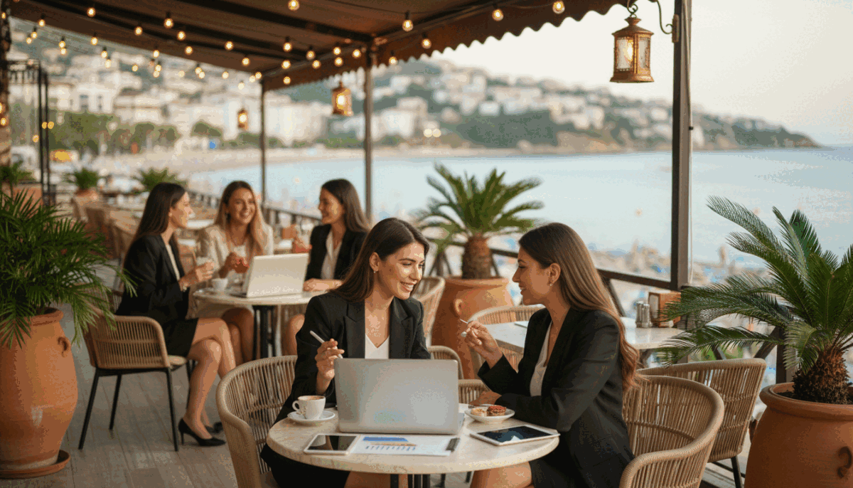 A sophisticated scene capturing the advantages of "alanya üniversiteli kız" services, featuring a group of elegant women in professional business attire, engaging in a lively discussion at a stylish outdoor café in Alanya. In the foreground, focus on two women sharing insights, with laptops open, showcasing their intelligence and charm. The middle layer includes the café's tasteful decor, adorned with potted plants and ambient lighting that creates a warm atmosphere. In the background, the picturesque coastline of Alanya reflects golden sunlight, enhancing the setting's allure. The overall mood is vibrant yet relaxed, emphasizing professionalism and social interaction in a beautiful environment. Soft focus on the background enhances the subjects' prominence, enriching the narrative of the benefits these services offer. A sophisticated scene capturing the advantages of "alanya üniversiteli kız" services, featuring a group of elegant women in professional business attire, engaging in a lively discussion at a stylish outdoor café in Alanya. In the foreground, focus on two women sharing insights, with laptops open, showcasing their intelligence and charm. The middle layer includes the café's tasteful decor, adorned with potted plants and ambient lighting that creates a warm atmosphere. In the background, the picturesque coastline of Alanya reflects golden sunlight, enhancing the setting's allure. The overall mood is vibrant yet relaxed, emphasizing professionalism and social interaction in a beautiful environment. Soft focus on the background enhances the subjects' prominence, enriching the narrative of the benefits these services offer.