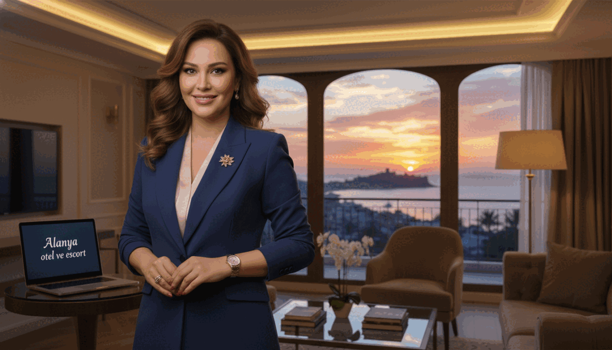 A sophisticated scene showcasing an elite VIP escort profile in a luxurious Alanya hotel setting. In the foreground, a professionally dressed individual exudes confidence, wearing a tailored suit and exuding charm. The middle ground features an elegantly furnished hotel room with tasteful decor, soft lighting creating a warm and inviting atmosphere. In the background, large windows reveal a breathtaking view of the Alanya coastline at sunset, casting a golden hue through the room. The overall mood is upscale and refined, capturing the essence of exclusivity associated with the brand "Alanya otel ve escort." Use a soft focus lens with natural lighting to highlight the elegance of the scene. A sophisticated scene showcasing an elite VIP escort profile in a luxurious Alanya hotel setting. In the foreground, a professionally dressed individual exudes confidence, wearing a tailored suit and exuding charm. The middle ground features an elegantly furnished hotel room with tasteful decor, soft lighting creating a warm and inviting atmosphere. In the background, large windows reveal a breathtaking view of the Alanya coastline at sunset, casting a golden hue through the room. The overall mood is upscale and refined, capturing the essence of exclusivity associated with the brand "Alanya otel ve escort." Use a soft focus lens with natural lighting to highlight the elegance of the scene.