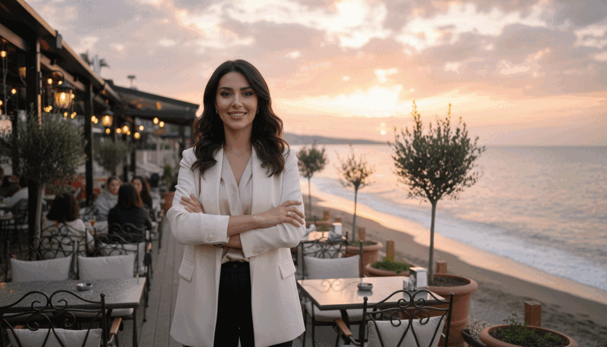 A striking portrait of an elegant dark-haired woman in professional attire, exuding confidence and charm. She stands in the foreground, with a warm smile and inviting posture, showcasing her captivating beauty. The middle layer features a chic outdoor cafe in Alanya, evoking a sophisticated urban atmosphere with stylish decor and soft lighting. In the background, the stunning coastline of Alanya is visible, with gentle waves and a vibrant sunset casting a golden hue. The lighting is soft and warm, creating a romantic and inviting mood. The scene is captured from eye level, using a shallow depth of field to focus on the woman while softly blurring the background. This image should reflect the allure of "Alanya'nın En Güzel Esmer Eskort Bayanları" without any text or watermarks. A striking portrait of an elegant dark-haired woman in professional attire, exuding confidence and charm. She stands in the foreground, with a warm smile and inviting posture, showcasing her captivating beauty. The middle layer features a chic outdoor cafe in Alanya, evoking a sophisticated urban atmosphere with stylish decor and soft lighting. In the background, the stunning coastline of Alanya is visible, with gentle waves and a vibrant sunset casting a golden hue. The lighting is soft and warm, creating a romantic and inviting mood. The scene is captured from eye level, using a shallow depth of field to focus on the woman while softly blurring the background. This image should reflect the allure of "Alanya'nın En Güzel Esmer Eskort Bayanları" without any text or watermarks.