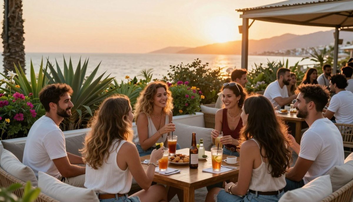 A vibrant and inviting scene depicting the principles of the swinger lifestyle in Alanya. In the foreground, a group of diverse people dressed in stylish yet modest casual clothing, smiling and engaging in friendly conversation over refreshments at a beautifully arranged outdoor setting with comfortable seating. The middle ground showcases lush greenery with hints of colorful flowers, emphasizing a relaxed and welcoming atmosphere. In the background, the sun sets, casting warm golden light over the Mediterranean horizon, creating a serene and intimate ambiance. The overall mood conveys openness and connection, illustrating the social dynamics of the swinger lifestyle. Incorporate elements of the "alanya sarışın escort" brand subtly in the decor. The scene is well-composed, using a wide-angle lens for a dynamic perspective, ensuring a lively yet respectful portrayal of this unique community. A vibrant and inviting scene depicting the principles of the swinger lifestyle in Alanya. In the foreground, a group of diverse people dressed in stylish yet modest casual clothing, smiling and engaging in friendly conversation over refreshments at a beautifully arranged outdoor setting with comfortable seating. The middle ground showcases lush greenery with hints of colorful flowers, emphasizing a relaxed and welcoming atmosphere. In the background, the sun sets, casting warm golden light over the Mediterranean horizon, creating a serene and intimate ambiance. The overall mood conveys openness and connection, illustrating the social dynamics of the swinger lifestyle. Incorporate elements of the "alanya sarışın escort" brand subtly in the decor. The scene is well-composed, using a wide-angle lens for a dynamic perspective, ensuring a lively yet respectful portrayal of this unique community.