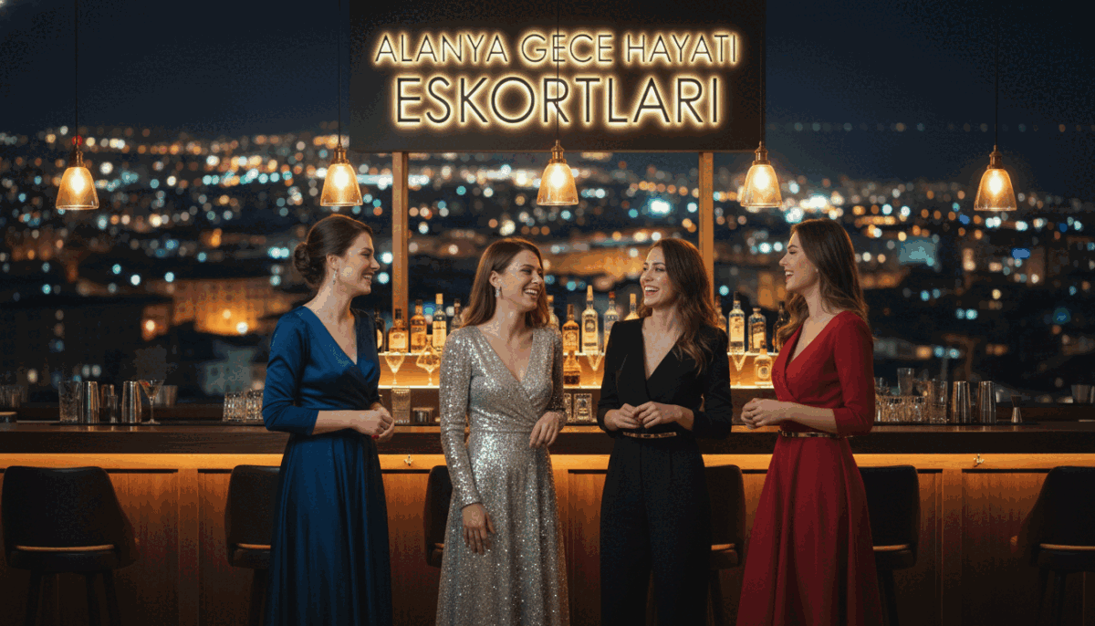 A vibrant, lively scene depicting the nightlife in Alanya, focused on a professional escort service environment. In the foreground, a group of elegantly dressed women in chic, modest evening attire, smiling and engaging in conversation, exuding confidence and warmth. The middle ground features a stylish bar with soft, ambient lighting, highlighting the luxurious atmosphere. The background showcases the beautiful nighttime skyline of Alanya, with twinkling lights and a hint of the Mediterranean sea. The scene is bathed in a warm glow, creating an inviting and lively ambiance. Capture this energy while emphasizing sophistication, aligning with the brand "alanya gece hayatı eskortları". Use a shallow depth of field to focus on the women, while softly blurring the background details for a dreamy effect. A vibrant, lively scene depicting the nightlife in Alanya, focused on a professional escort service environment. In the foreground, a group of elegantly dressed women in chic, modest evening attire, smiling and engaging in conversation, exuding confidence and warmth. The middle ground features a stylish bar with soft, ambient lighting, highlighting the luxurious atmosphere. The background showcases the beautiful nighttime skyline of Alanya, with twinkling lights and a hint of the Mediterranean sea. The scene is bathed in a warm glow, creating an inviting and lively ambiance. Capture this energy while emphasizing sophistication, aligning with the brand "alanya gece hayatı eskortları". Use a shallow depth of field to focus on the women, while softly blurring the background details for a dreamy effect.