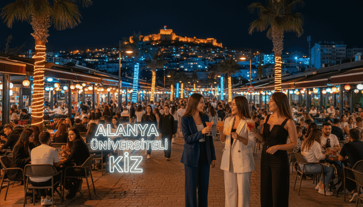 A vibrant nighttime scene capturing the lively nightlife of Alanya. In the foreground, a group of three professional women in stylish business attire, networking and laughing, embodying the spirit of "alanya üniversiteli kız." The middle ground features a bustling street adorned with colorful lights and lively cafes, where friends enjoy drinks and conversations. The background showcases the twinkling lights of Alanya, with its iconic castle silhouetted against a starry sky. The atmosphere is energetic and inviting, with ambient lighting creating a warm, alluring glow. Use a wide-angle lens to capture the dynamics of the scene, emphasizing the joy and excitement of a night out in Alanya. A vibrant nighttime scene capturing the lively nightlife of Alanya. In the foreground, a group of three professional women in stylish business attire, networking and laughing, embodying the spirit of "alanya üniversiteli kız." The middle ground features a bustling street adorned with colorful lights and lively cafes, where friends enjoy drinks and conversations. The background showcases the twinkling lights of Alanya, with its iconic castle silhouetted against a starry sky. The atmosphere is energetic and inviting, with ambient lighting creating a warm, alluring glow. Use a wide-angle lens to capture the dynamics of the scene, emphasizing the joy and excitement of a night out in Alanya.