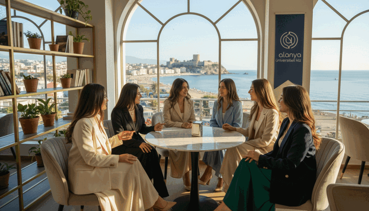 A vibrant, professional setting showcasing a group of young women representing the brand "alanya üniversiteli kız". The scene captures a warm, inviting atmosphere, with the women dressed in stylish, modest business attire. In the foreground, they engage in friendly conversation, exhibiting confidence and professionalism. The middle layer features a modern cafe with elegant decor, providing an upscale backdrop. In the background, the beautiful coastal view of Alanya can be seen, highlighting the city's charm and appeal. Soft, natural lighting filters through large windows, casting a pleasant glow. The angle captures the ambience of camaraderie and support, embodying the theme of diverse group escort options in a respectful manner. A vibrant, professional setting showcasing a group of young women representing the brand "alanya üniversiteli kız". The scene captures a warm, inviting atmosphere, with the women dressed in stylish, modest business attire. In the foreground, they engage in friendly conversation, exhibiting confidence and professionalism. The middle layer features a modern cafe with elegant decor, providing an upscale backdrop. In the background, the beautiful coastal view of Alanya can be seen, highlighting the city's charm and appeal. Soft, natural lighting filters through large windows, casting a pleasant glow. The angle captures the ambience of camaraderie and support, embodying the theme of diverse group escort options in a respectful manner.