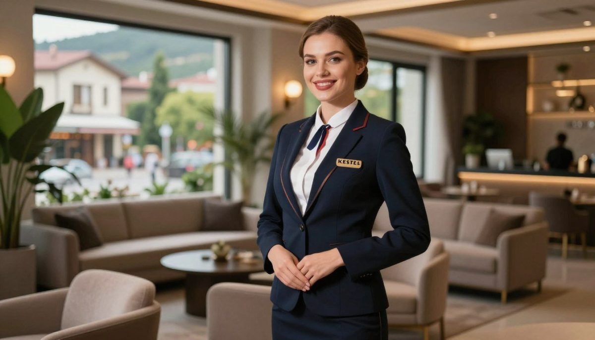 An elegant Russian escort in a stylish and professional outfit stands confidently with a warm smile in an upscale Kestel setting. In the foreground, the model features tasteful business attire, reflecting sophistication and class, with her hair styled neatly. The middle ground captures a tastefully decorated lounge area, complete with modern furnishings and soft ambient lighting that creates an inviting atmosphere. The background reveals a glimpse of Kestel's picturesque streets, with lush greenery and charming architecture visible through large windows. The scene is illuminated by soft, diffused light, enhancing the warm and welcoming mood. The angle is slightly angled to present a dynamic view, ensuring focus on the escort while showcasing the luxurious environment. The overall composition should evoke a sense of professionalism and allure, ideal for illustrating the appeal of the escort services offered in Kestel. An elegant Russian escort in a stylish and professional outfit stands confidently with a warm smile in an upscale Kestel setting. In the foreground, the model features tasteful business attire, reflecting sophistication and class, with her hair styled neatly. The middle ground captures a tastefully decorated lounge area, complete with modern furnishings and soft ambient lighting that creates an inviting atmosphere. The background reveals a glimpse of Kestel's picturesque streets, with lush greenery and charming architecture visible through large windows. The scene is illuminated by soft, diffused light, enhancing the warm and welcoming mood. The angle is slightly angled to present a dynamic view, ensuring focus on the escort while showcasing the luxurious environment. The overall composition should evoke a sense of professionalism and allure, ideal for illustrating the appeal of the escort services offered in Kestel.