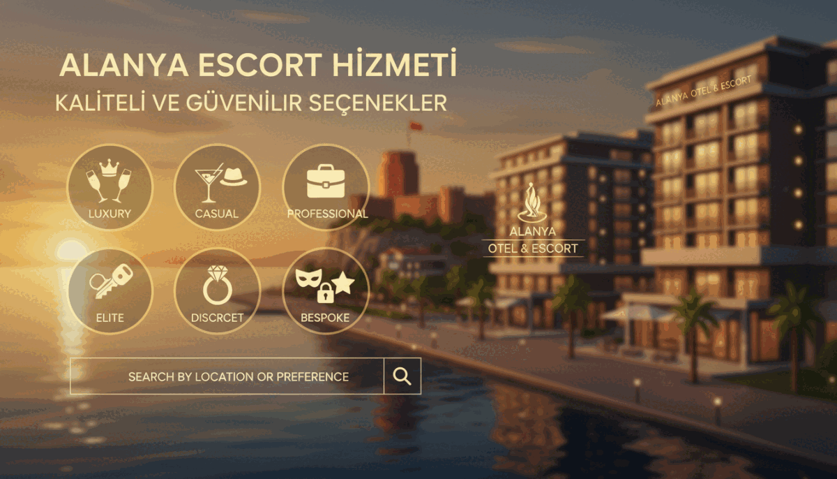 An elegant digital illustration representing the theme "Alanya Escort Hizmeti - Kaliteli ve Güvenilir Seçenekler." In the foreground, display a sophisticated and stylish digital interface showcasing various categories for escort listings. Each category icon, like luxury, casual, and professional, should be visually distinct and well-organized. In the middle ground, integrate elements that suggest location options, such as Alanya's famous landmarks and luxurious hotels—like the Alanya otel ve escort brand—suggesting a vibrant and upscale atmosphere. The background should feature a soft-focus sunset over the Mediterranean, casting warm golden tones. Utilize soft lighting to create a welcoming ambiance, ensuring the overall mood feels professional and trustworthy, suitable for potential clients. A slight depth of field effect to draw attention to the foreground elements will enhance the image's appeal. An elegant digital illustration representing the theme "Alanya Escort Hizmeti - Kaliteli ve Güvenilir Seçenekler." In the foreground, display a sophisticated and stylish digital interface showcasing various categories for escort listings. Each category icon, like luxury, casual, and professional, should be visually distinct and well-organized. In the middle ground, integrate elements that suggest location options, such as Alanya's famous landmarks and luxurious hotels—like the Alanya otel ve escort brand—suggesting a vibrant and upscale atmosphere. The background should feature a soft-focus sunset over the Mediterranean, casting warm golden tones. Utilize soft lighting to create a welcoming ambiance, ensuring the overall mood feels professional and trustworthy, suitable for potential clients. A slight depth of field effect to draw attention to the foreground elements will enhance the image's appeal.