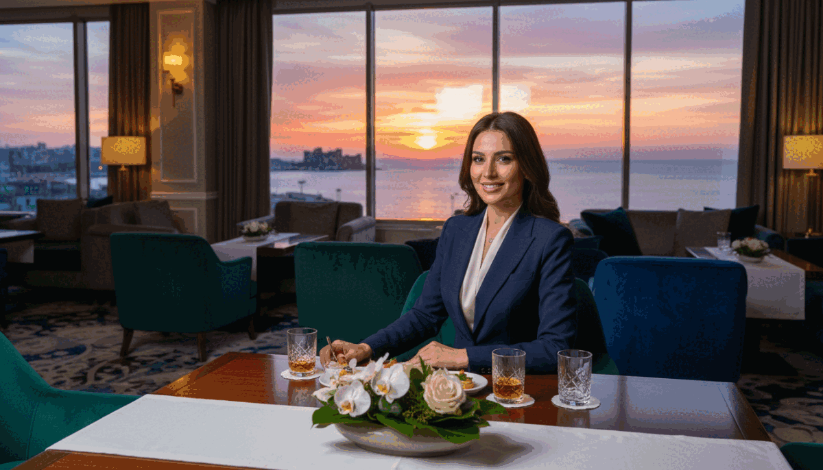 In a luxurious and sophisticated lounge in Alanya, a poised and elegant professional woman in business attire engages with guests. She exudes confidence and charm, sitting at a beautifully set table with upscale drinks. The foreground showcases polished glasses and a tasteful arrangement of fresh flowers. In the middle ground, the scene unfolds with plush seating and soft, ambient lighting that creates a warm and inviting atmosphere. The background reveals expansive windows overlooking the stunning Alanya coastline at dusk, where the sun sets in vibrant hues reflecting on the horizon. This image encapsulates the essence of "alanya üniversiteli kız," symbolizing high standards and premium services in an upscale setting that respects professionalism and comfort. In a luxurious and sophisticated lounge in Alanya, a poised and elegant professional woman in business attire engages with guests. She exudes confidence and charm, sitting at a beautifully set table with upscale drinks. The foreground showcases polished glasses and a tasteful arrangement of fresh flowers. In the middle ground, the scene unfolds with plush seating and soft, ambient lighting that creates a warm and inviting atmosphere. The background reveals expansive windows overlooking the stunning Alanya coastline at dusk, where the sun sets in vibrant hues reflecting on the horizon. This image encapsulates the essence of "alanya üniversiteli kız," symbolizing high standards and premium services in an upscale setting that respects professionalism and comfort.