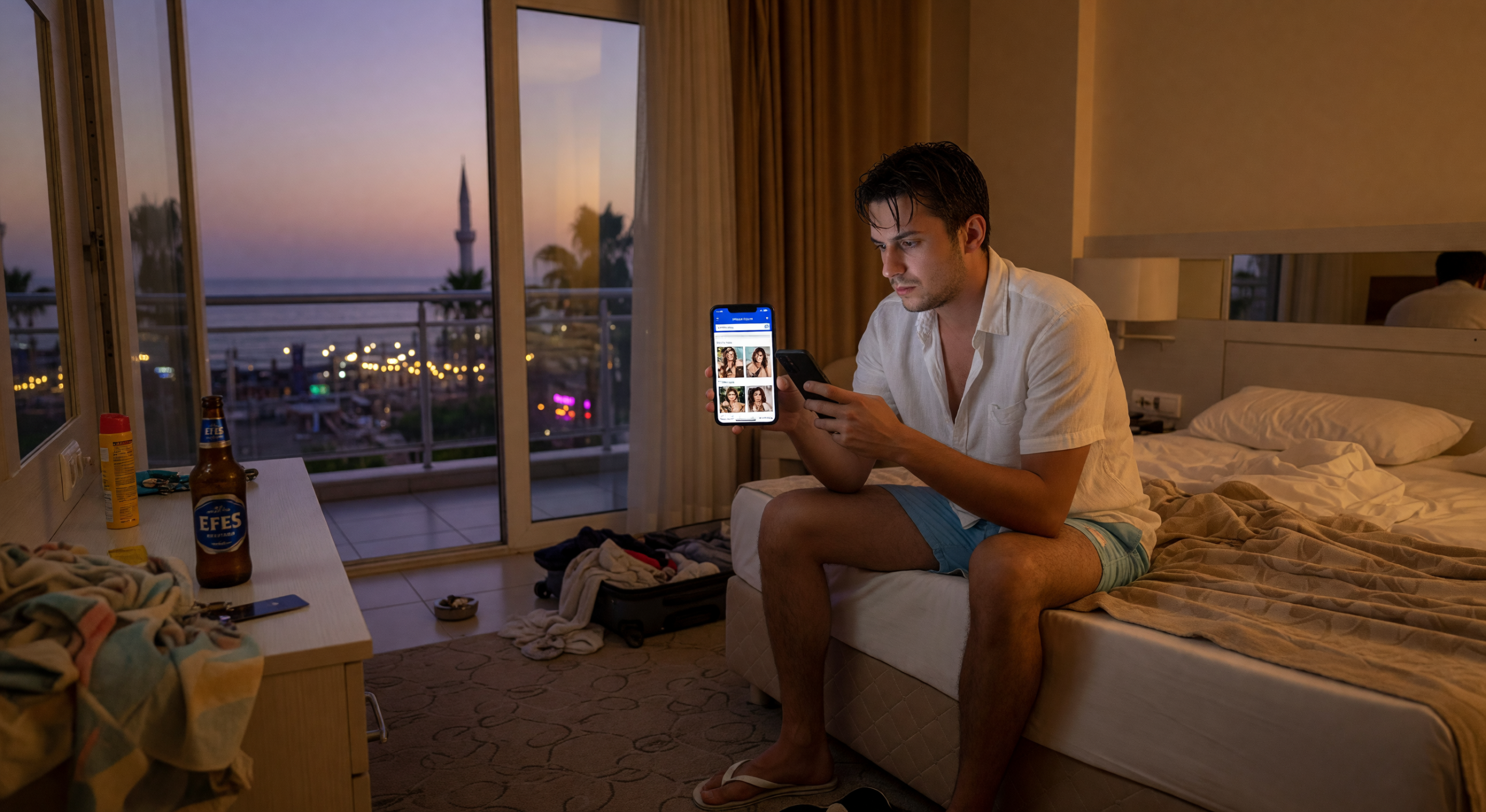 Alanya escort bayan kız ile romantik akşam manzarası
